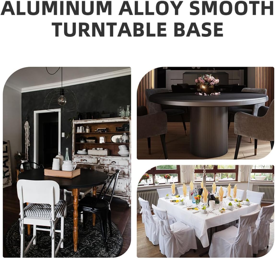 Heavy Duty 14-inch Aluminium Alloy Round Dining Turntable Bearing Swivel Plate for Wood Glass Marble Tables, Smooth Rotating Lazy Susan Base for Kitchen and Serving