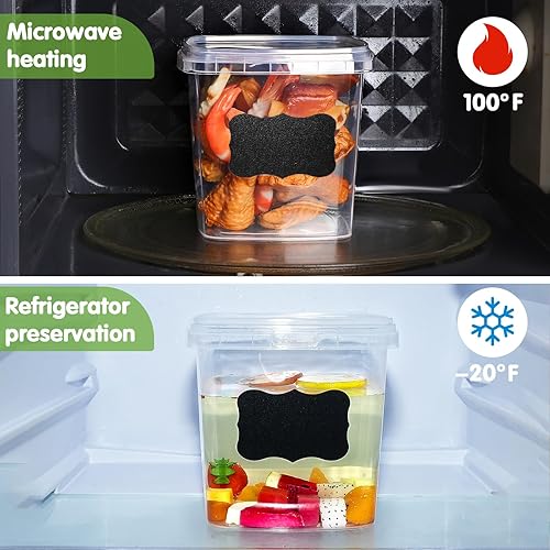 Miniatura 7 de Jinei 50 recipientes de plástico para delicatessen con tapas, recipientes cuadrados transparentes para almacenamiento de alimentos, apilables,