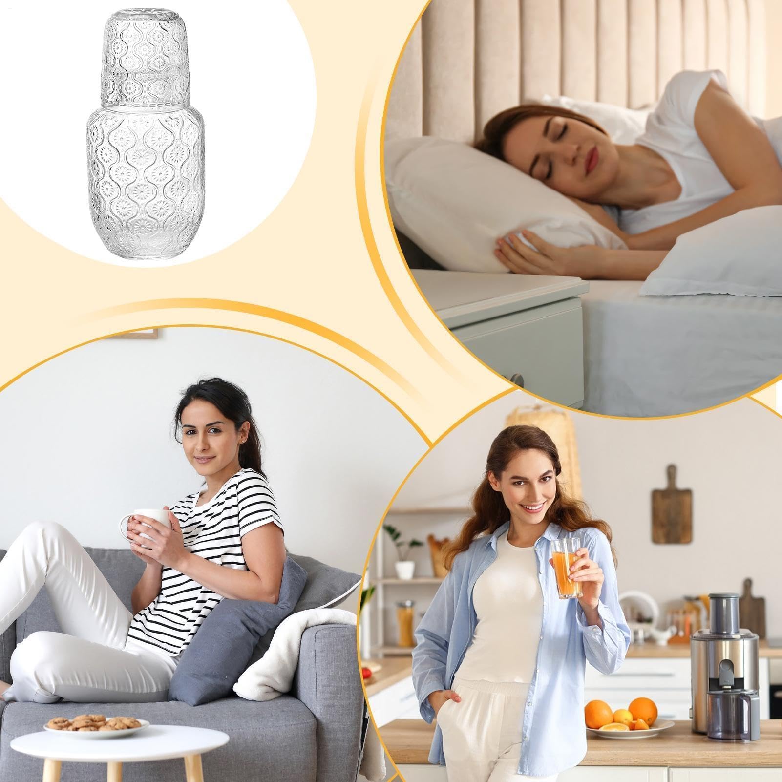 Jarra de noche – Dispensador de enjuague bucal transparente | Jarra de agua para mesita de noche, para líquidos, mesa de vino, baño, hogar, cocina, comedor, fiesta