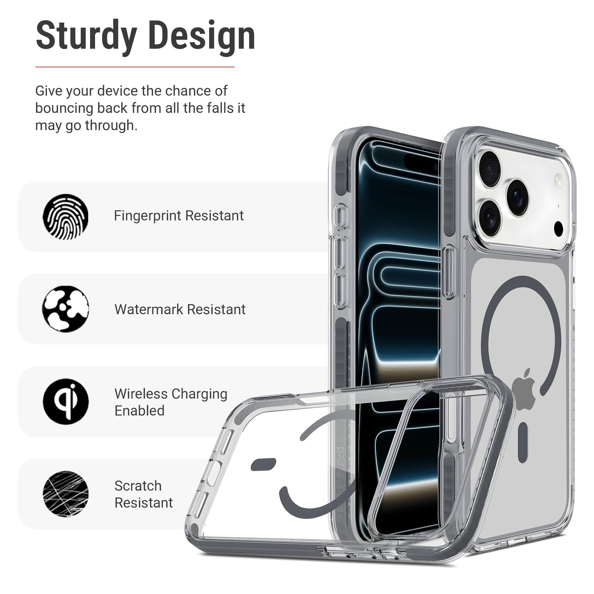 DailyObjects Stride Clear 2.0 Magnetic Case Cover Compatible with iPhone 17 Pro | Wireless Charging Slim Back Cover | 2 Layer Edge Protection & Shockproof — Amazon image 5
