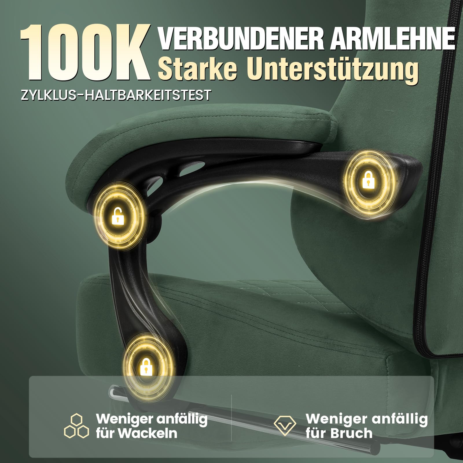 GTPLAYER Sedia Gaming Poltrona Gaming Tessuto Sedia Gamer Ergonomica Ufficio Sedia PC 150 kg Sedia da tavolo regolabile e girevole con Cuscino di seduta a Molle e Poggiapiedi, Verde