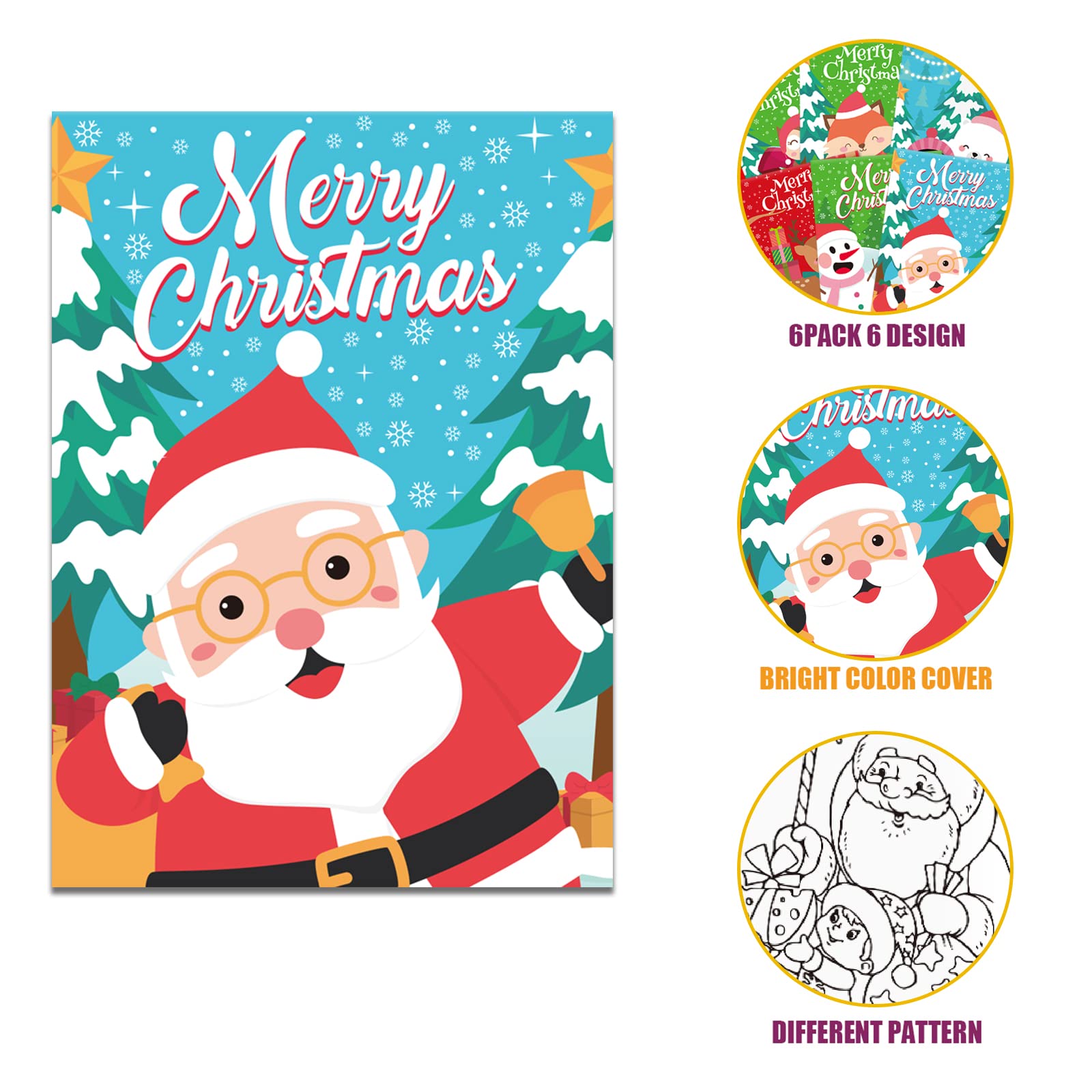 VEYLIN 6 Christmas Coloring Books - Christmas Crafts for Kids Party Bags or Xmas Stocking Fillers, white - Image 4