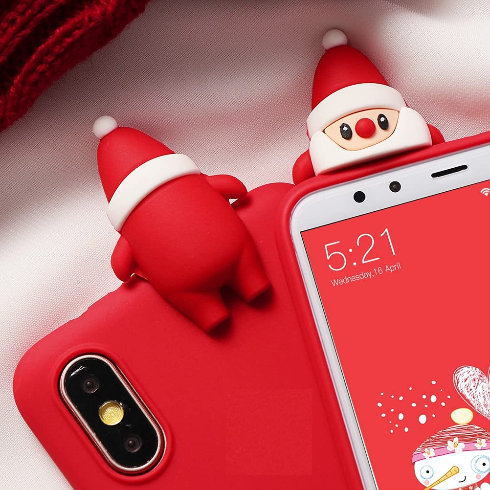 ZhuoFan Noël Coque Pour IPhone 13 Mini [5.4"] Souple Rouge Silicone TPU Etui Avec Noël 3D Bonhomme De Neige Poupée Et Motif, Antichoc Housse De Protection Bumper Case Pour IPhone 13 Mini