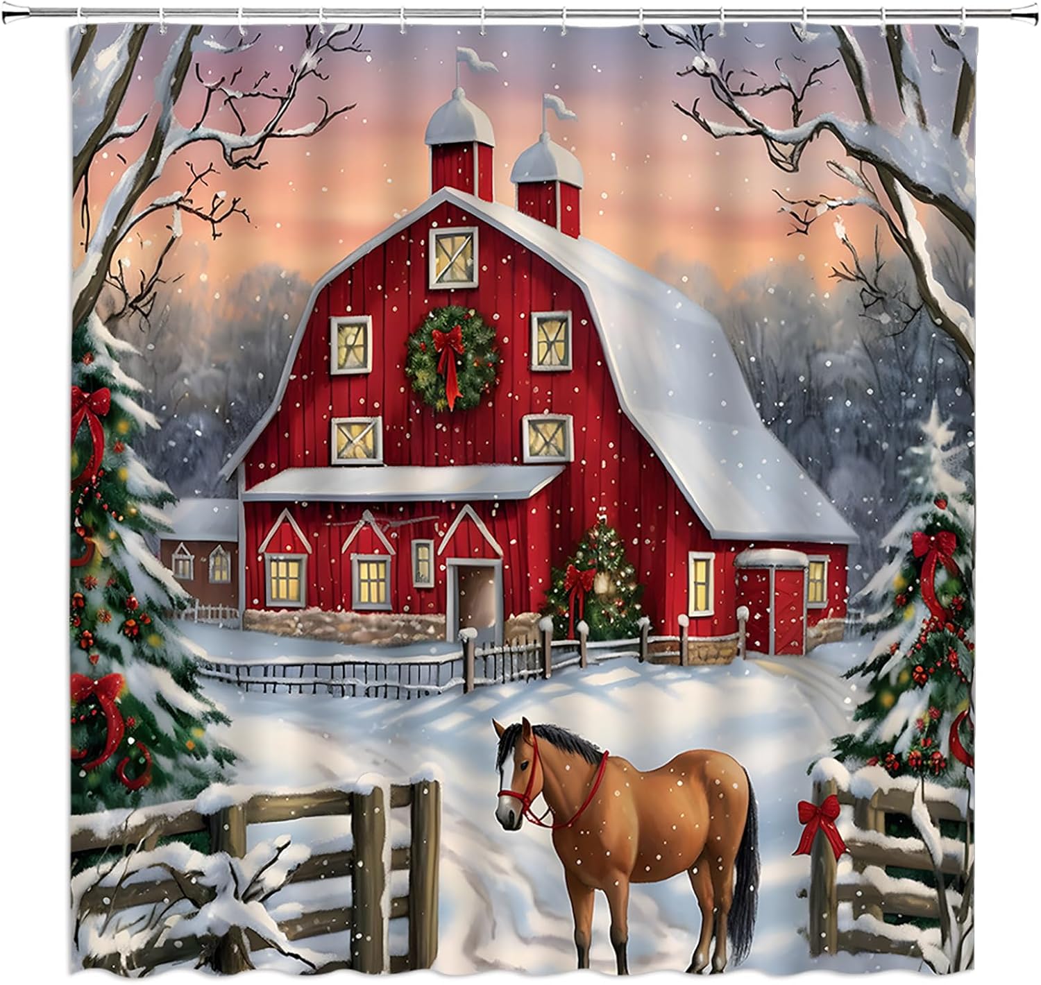 Snowman Shower Curtain Red Black Buffalo Plaid Cute Snowman Pine Twig Xmas Balla Snowflake Funny Quotes Merry Christmas Cartoon Winter Holiday Festival Fabric Bathroom Decor with Hooks