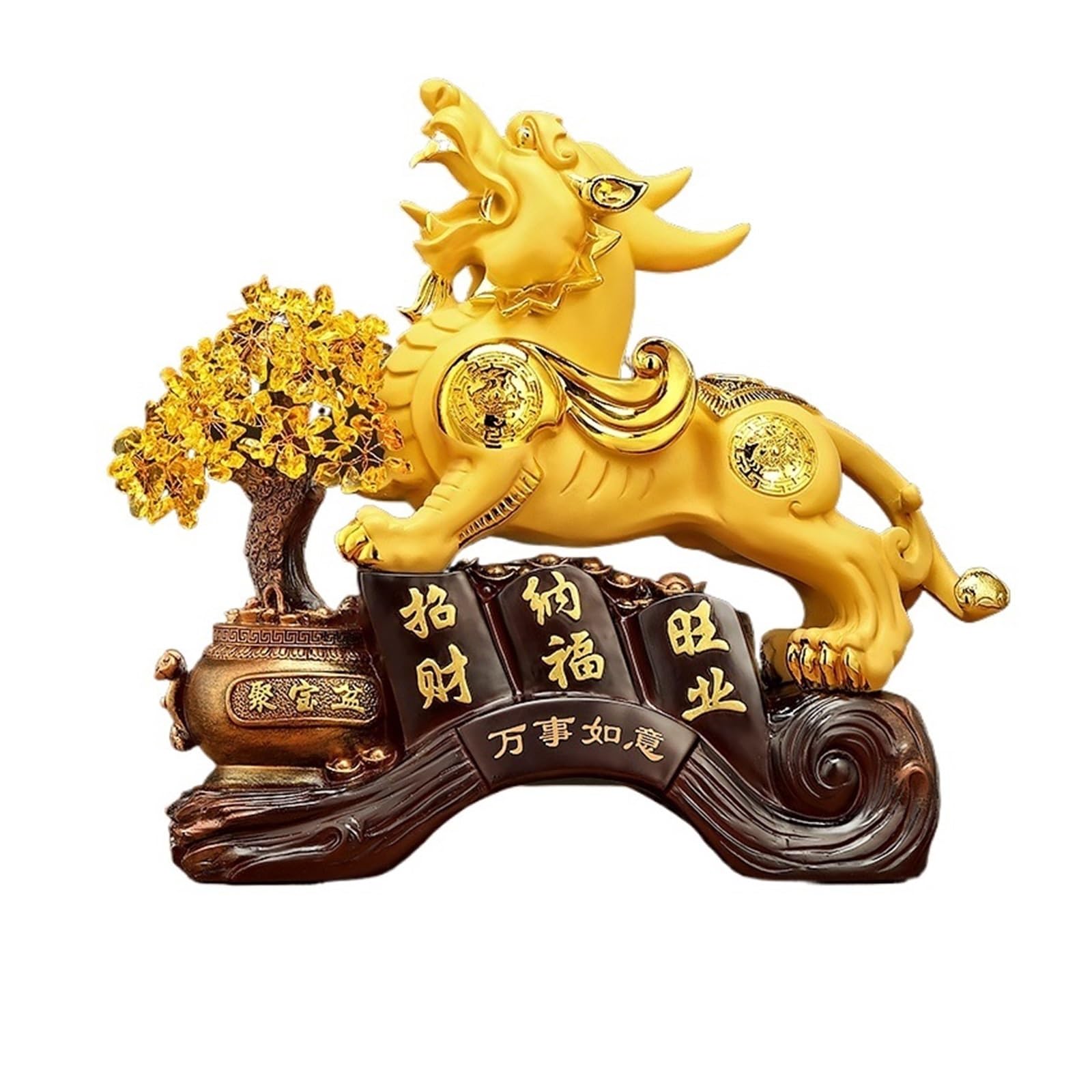 Estatua de Buda Adornos Dorados,Estatua de Fengshui para la Riqueza y la Suerte,Escultura de símbolo de Suerte,Decoración del hogar Decoración de Feng Shui