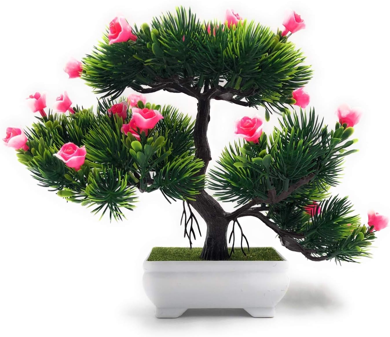 24x7eMall Artificial Dwarf Tree And Grass with PVC Pot (Pink)
