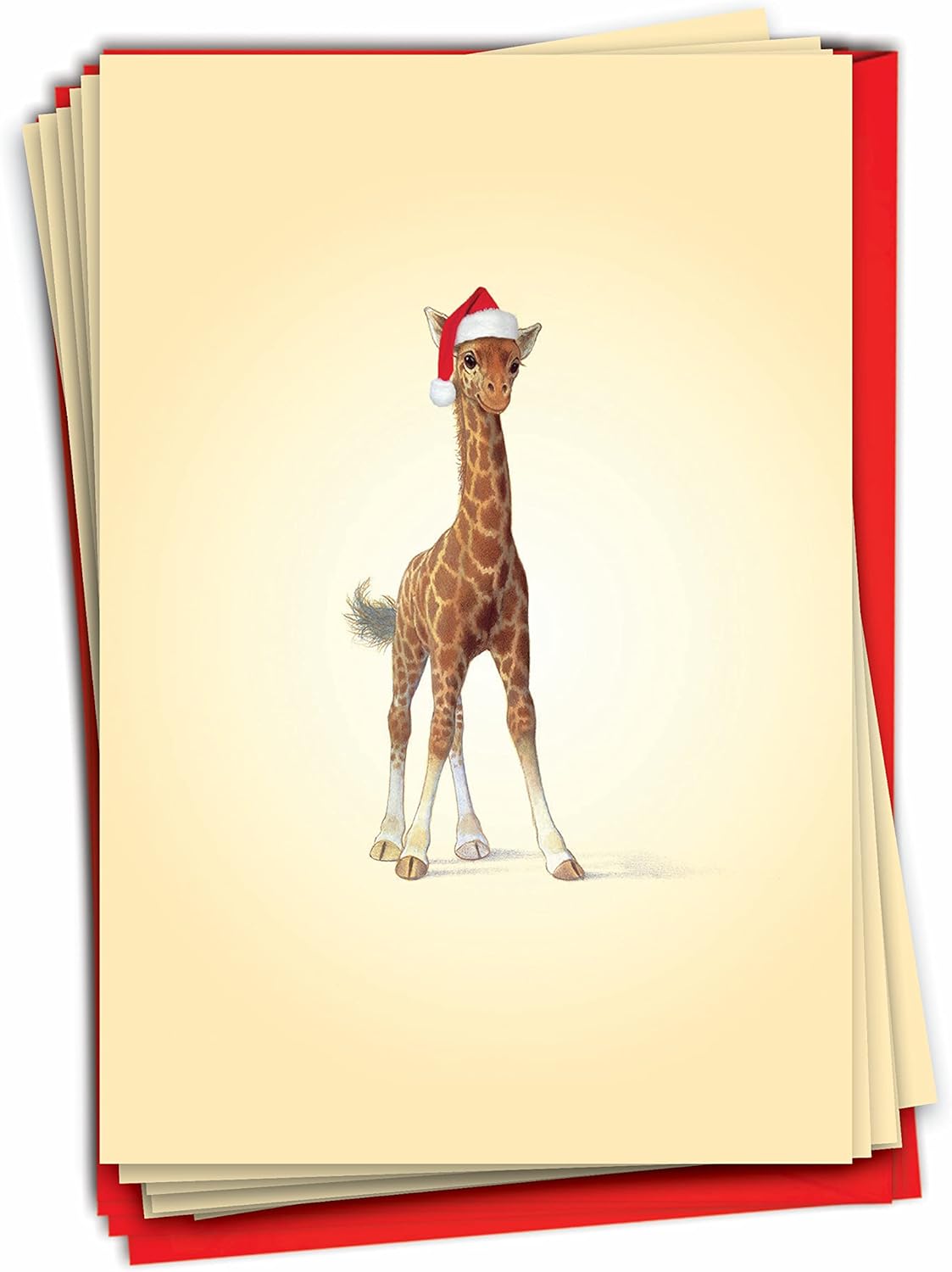 The Best Card Company - 12 Boxed Christmas Cards with Envelopes - Adorable Holiday Animals, Fun Notecard Set (1 Design, 12 Cards) - Christmas Zoo Babies Giraffe B6726FXSG