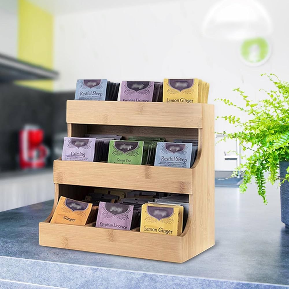 ラストワン賞　全揃い　超美品　箱、ケース有り Amazon.co.jp: ティーバッグケース 3層 9格 キッチン収納ラック