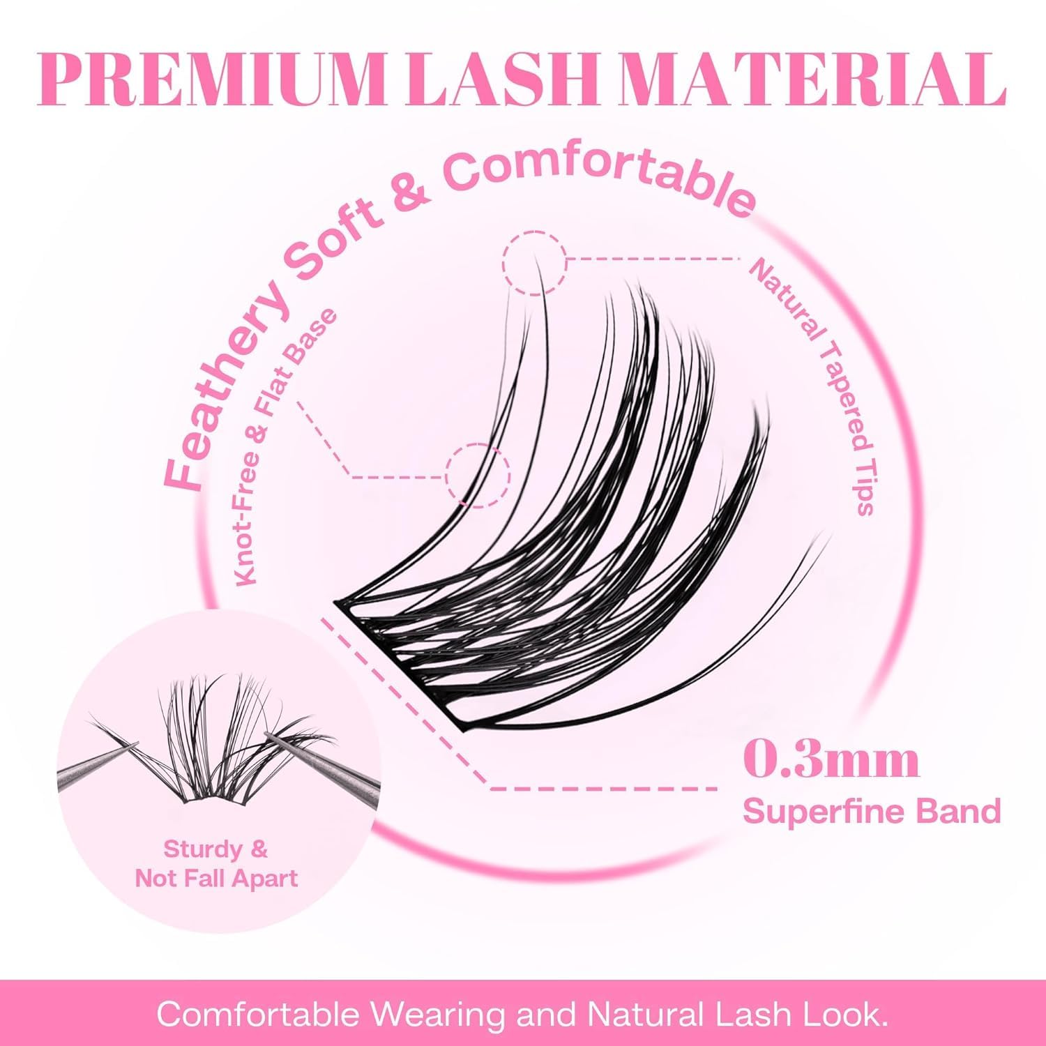 CALAILIS Cluster Lashes 144Pcs D Curl Lash Clusters Natural Fluffy and Wispy Lashes Individual Cluster Super Thin Band Individual Eyelashes Soft and Comfortable for All Day (HD19) - Image 4