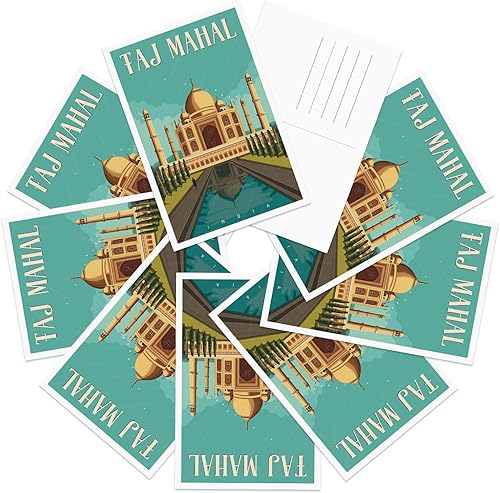 gaeaverse Agra India - Postales de paisaje, 9 unidades, diseño de ciudades del mundo, tarjetas de felicitación para viajes de negocios