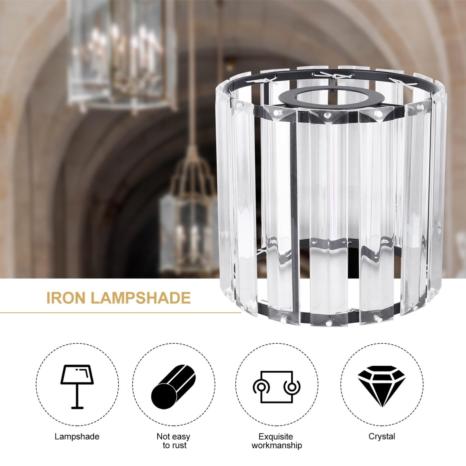 Veemoon Small Clear Crystal Barrel Lampshade - Image 2