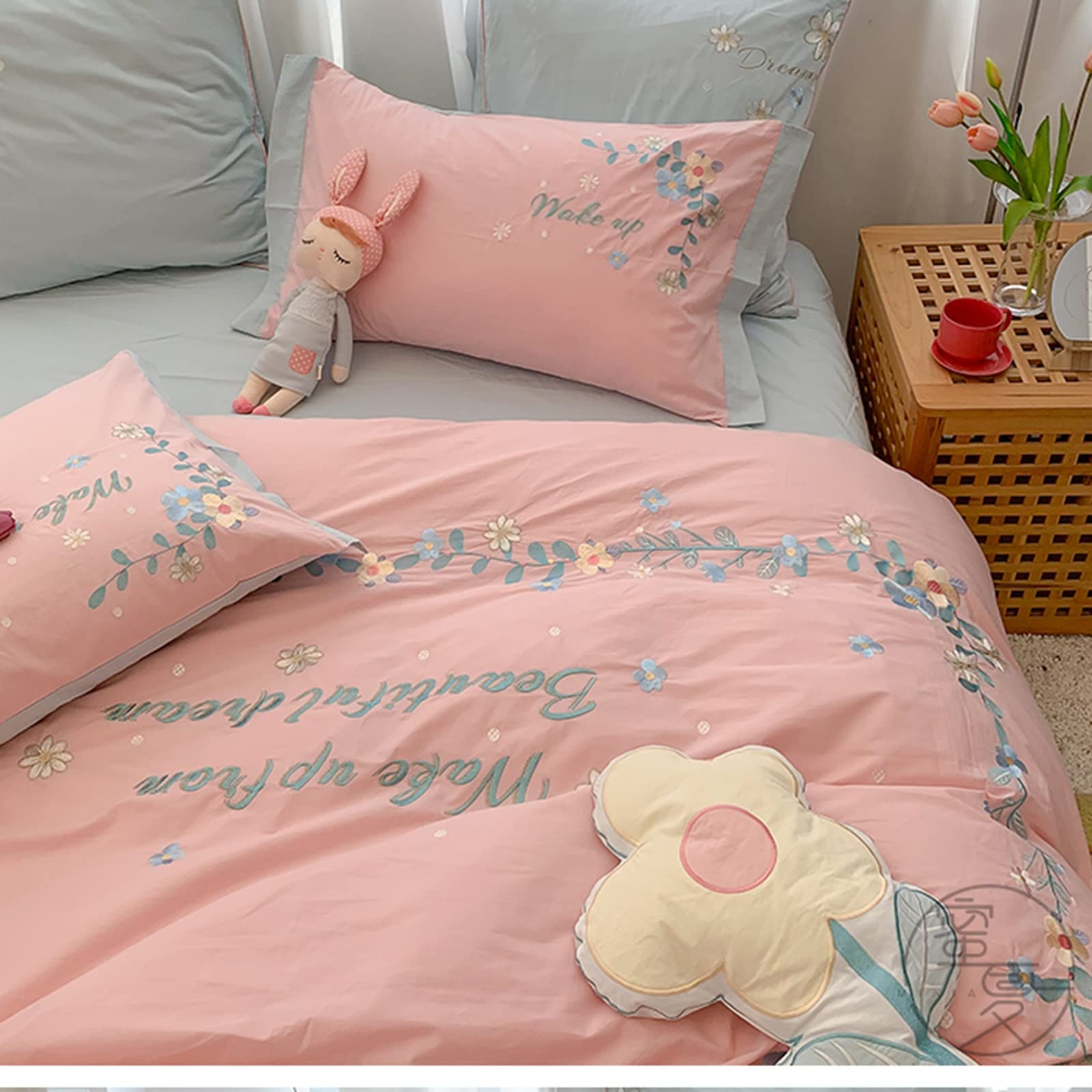 Amazon｜花の刺繍キルトカバー布団カバーセットコットンセット隠し