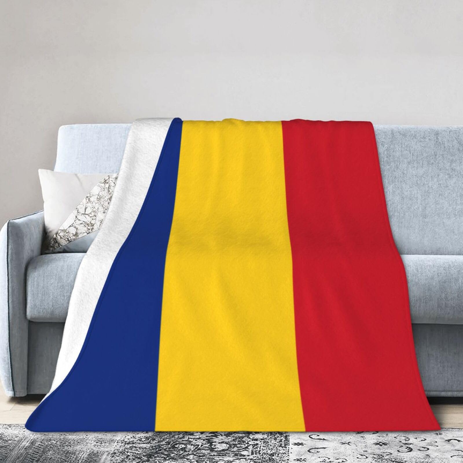 Flag of Romania 80"x60" Fleece Blanket, Full Size, Super Soft, Suitable for Bed, Sofa, Camping, All Seasons
