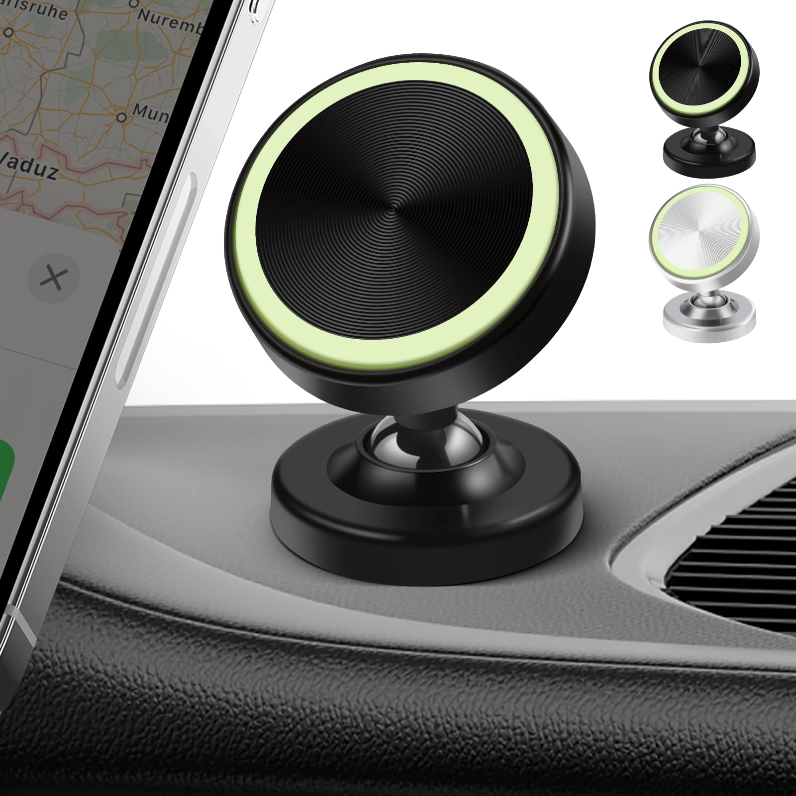 Oderra Soporte Magnético para Móvil Coche - Pack de 2, 360° Rotación, Iman Coche Móvil Universal, Soporte Movil Coche Iman, Soporte Teléfono Coche para Todos los Smartphones