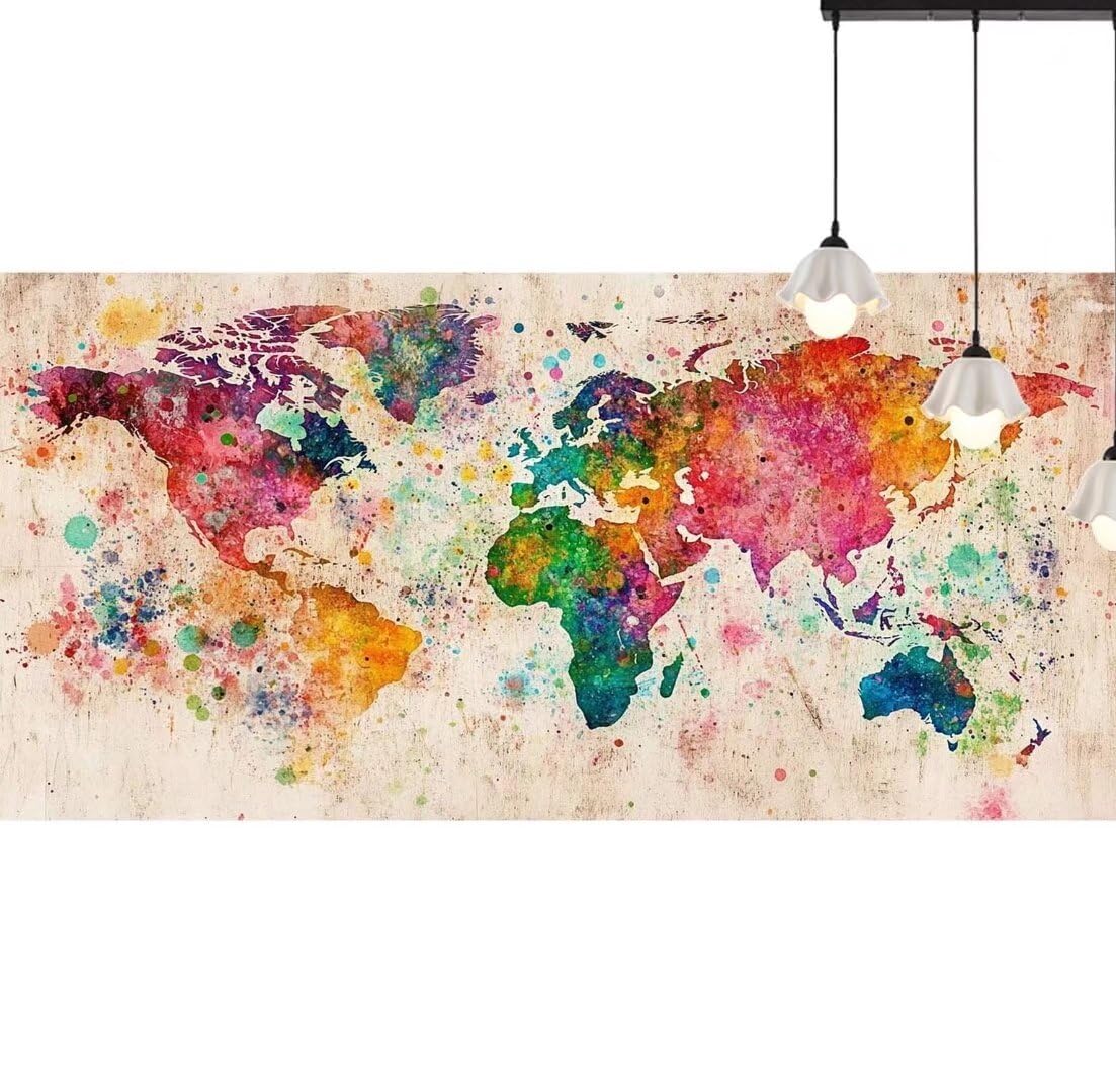 Kolorowa sztuka diamentowa, duże zestawy do malowania diamentami dla dorosłych, 119 x 61 cm, zestawy artystyczne 5D do samodzielnego malowania według numerów, mapa świata, pełne zestawy do haftowania