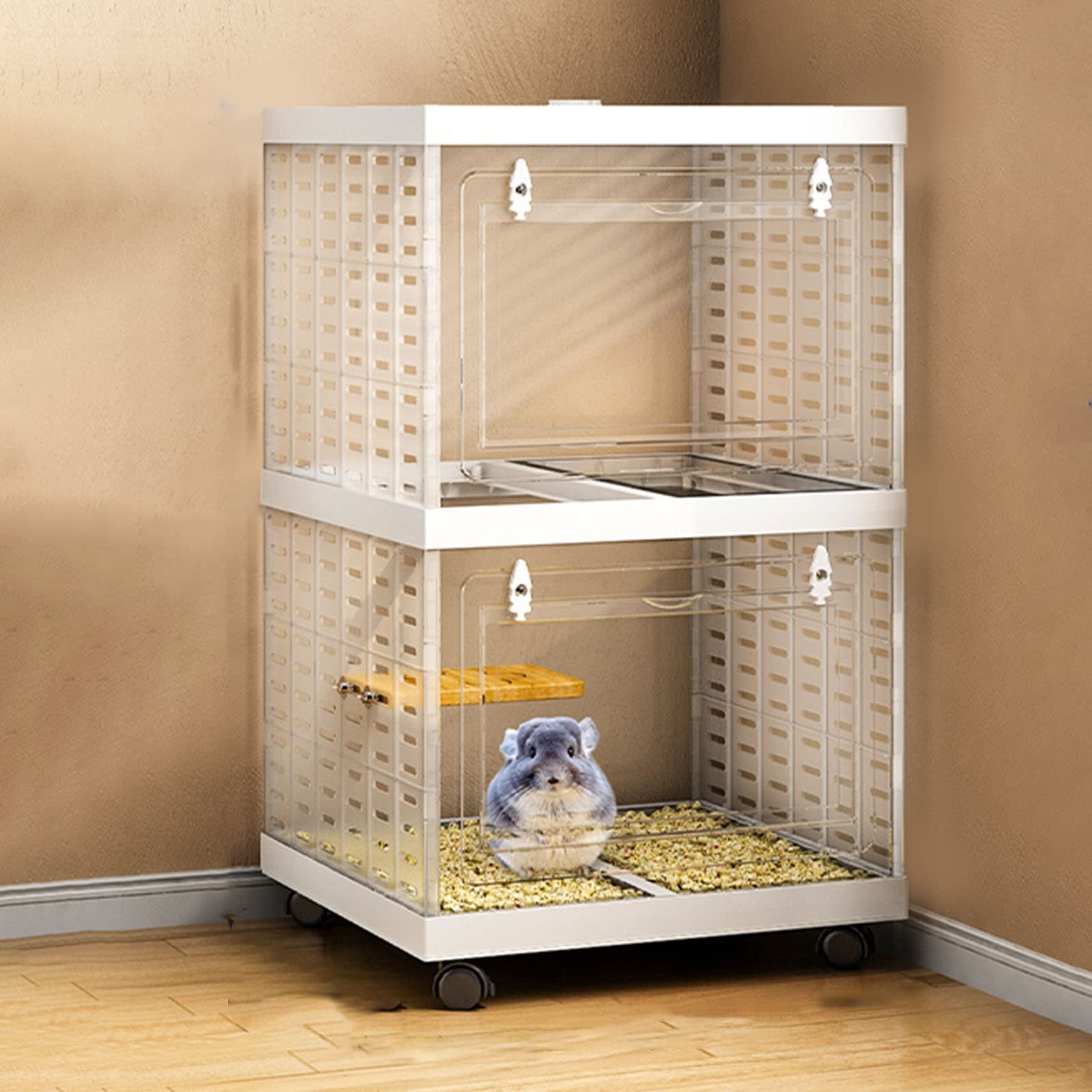 Klatka dla małych zwierząt, Wewnętrzna klatka dla świnki morskiej z kółkami, klatka dla fretki, klatka dla lotniaka cukrowego(Empty Cage,45 * 45 * 75cm)