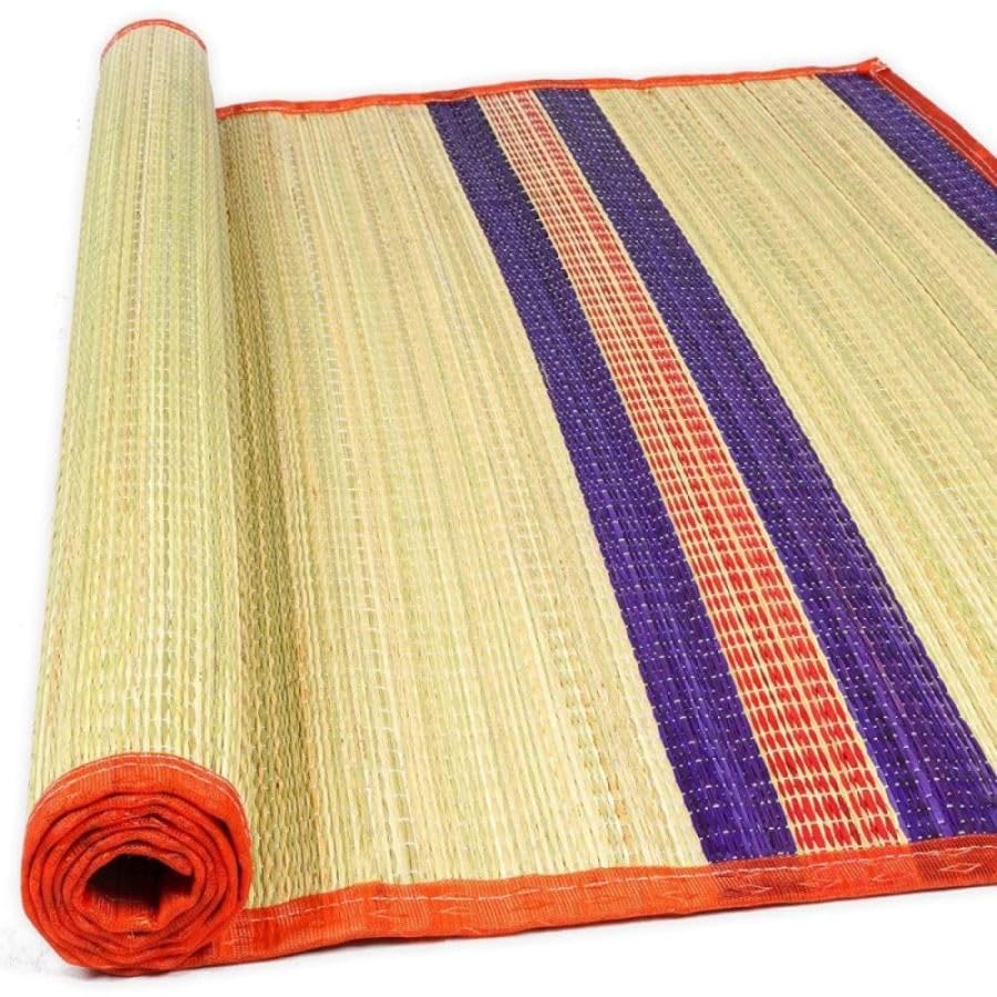 Traditional Chatai Mats for Home - Korai Grass Mat [6 X 3.5, Multicolor] Grass G1 Ivory Floor Mat, korai pai, mat for Floor(Note: Colour and Pattern May Vary)-image-19