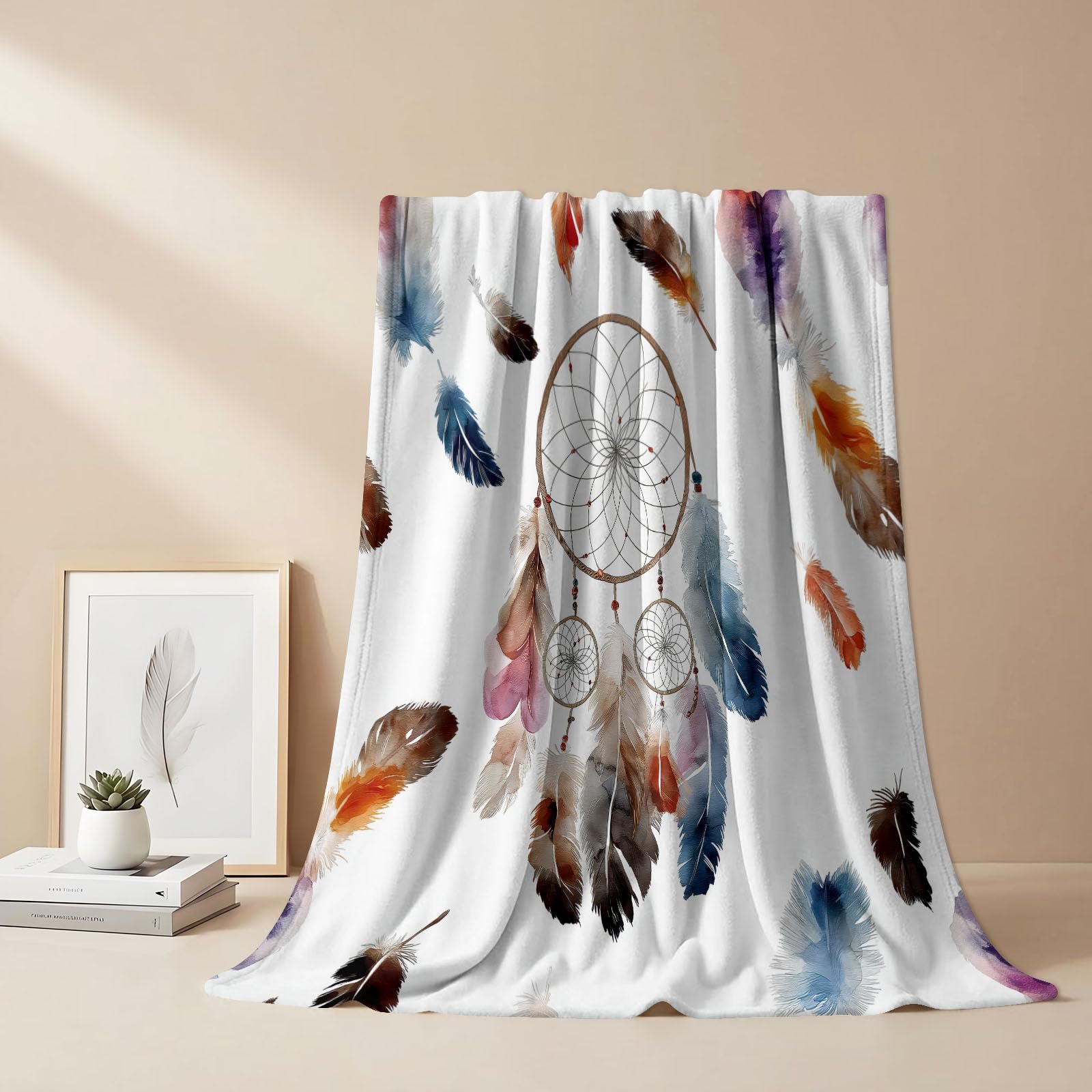 Koc 150 x 200 cm, miękka flanela pluszowa narzuta boho