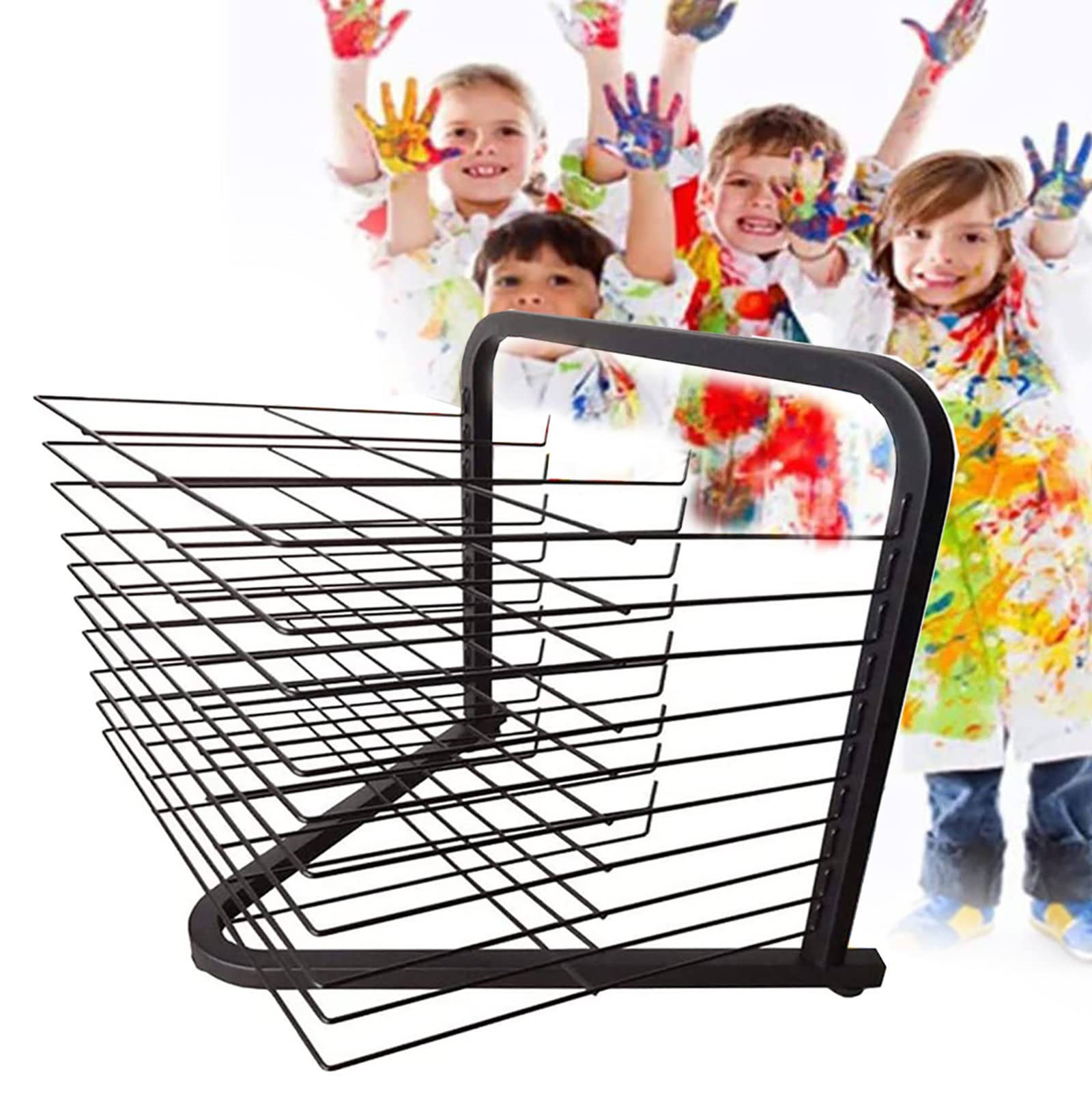 Aioneer Mobile Art Drying Rack,Art Drying Rack For Classroom,Tabletop Art Drying Rack, Rack With 10 Shelves,Black