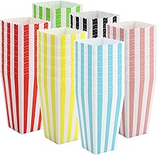 120 Pcs Popcorn Boxes, Colorful Striped Popcorn Boxes, Small Paper Popcorn Containers Great for Home Movie Theater Carnival Party