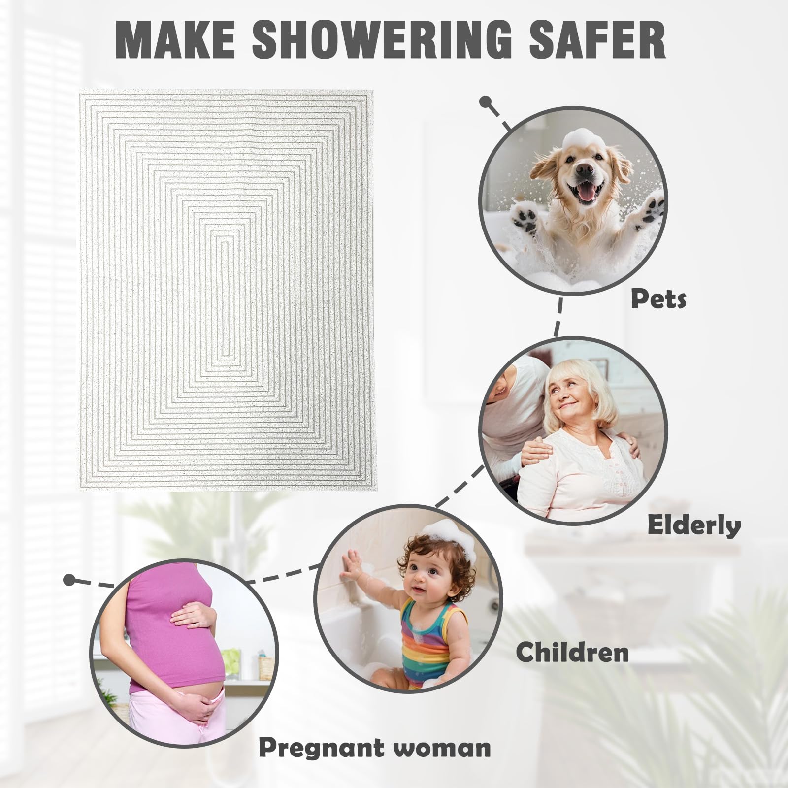 Duschmatte rutschfest 50x80cm, Antirutschmatte Dusche, Badematte mit Ablauflöchern, Schnell Trocknend Badematte Duschmatten PVC-Luffa Massage Antirutschmatte für Badezimmer Duschwannen