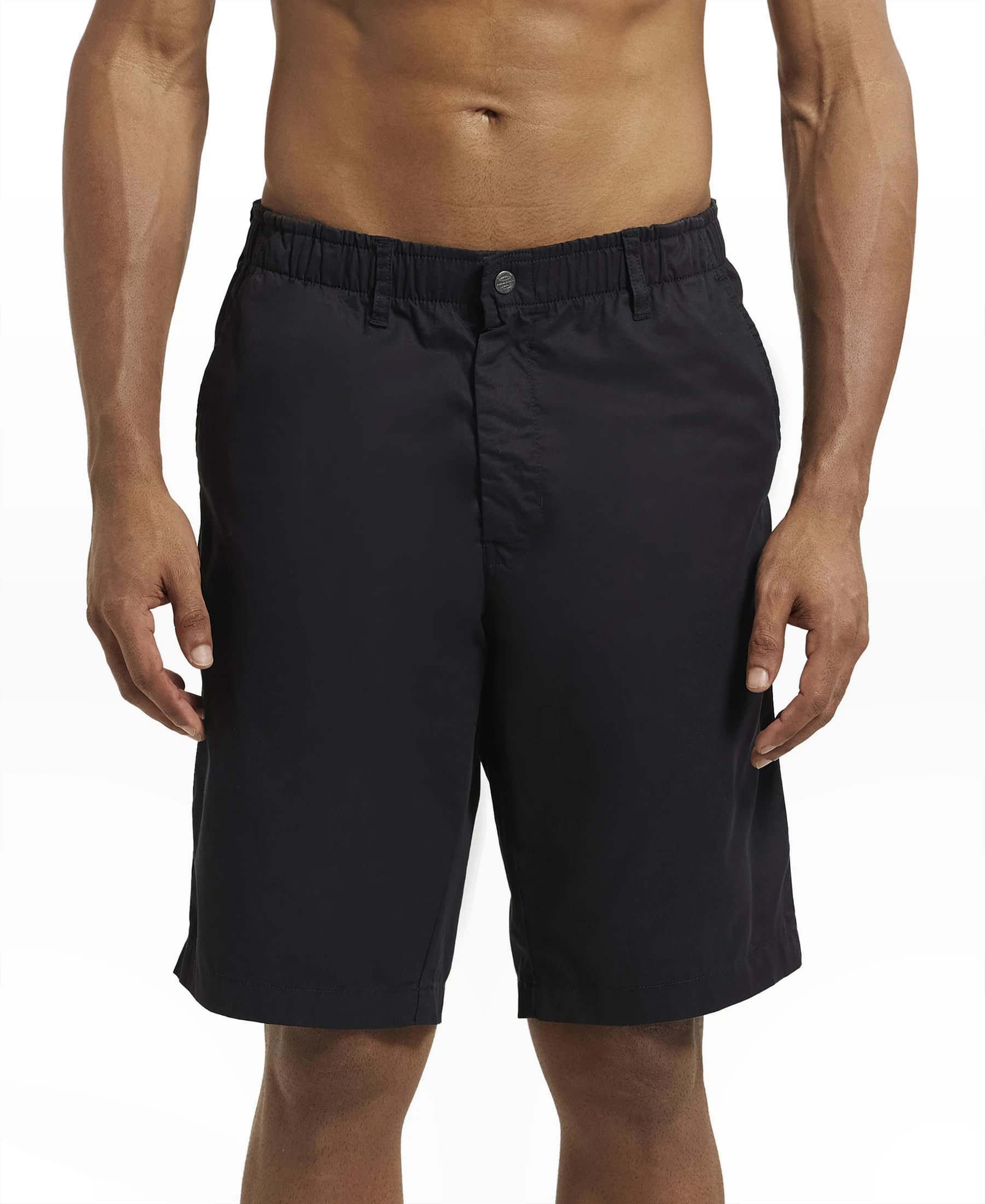 1203 Men's Super Combed Mercerised Cotton Woven Fabric Straight Fit Solid Shorts with Side Pockets-image-4