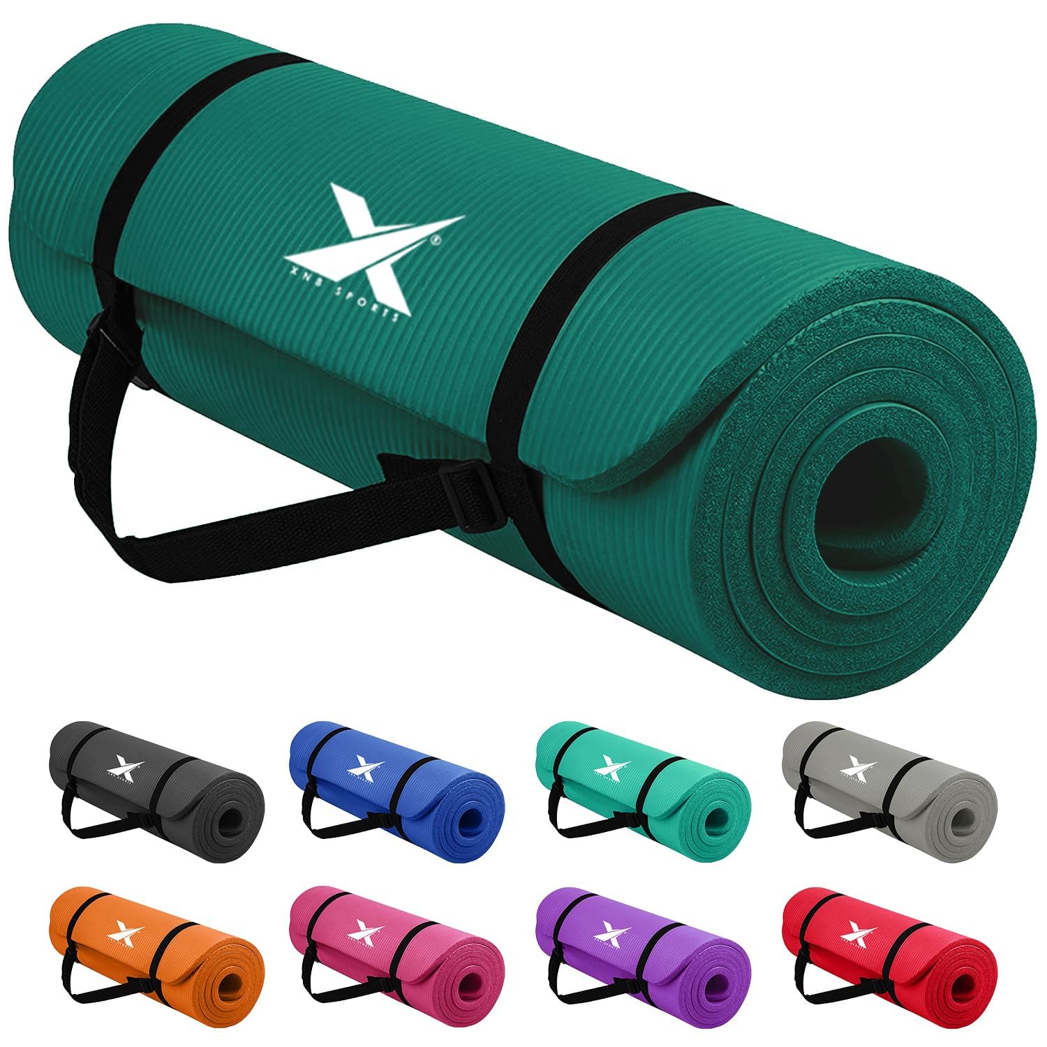 Xn8 Sports Yoga mat 10mm & 15mm Thick NBR Exercise Mat - Non-Tearable Pilates Mat with Extra Carry Strap - Yoga Mats for Women Men for Aerobics Lunges Planks Indoor & Outdoor 61Lx20Wx1.5 & 1Th