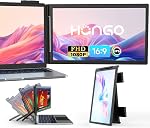 HONGO Extendeur d'écran portable portable, 14 Moniteur portable de pouce IPS FHD 1080P 3 USB-C Moniteur externe pour Ordinateurs portables Compatible avec Windows Mac Voyage travail convient 14"-16" Ordinateurs portable