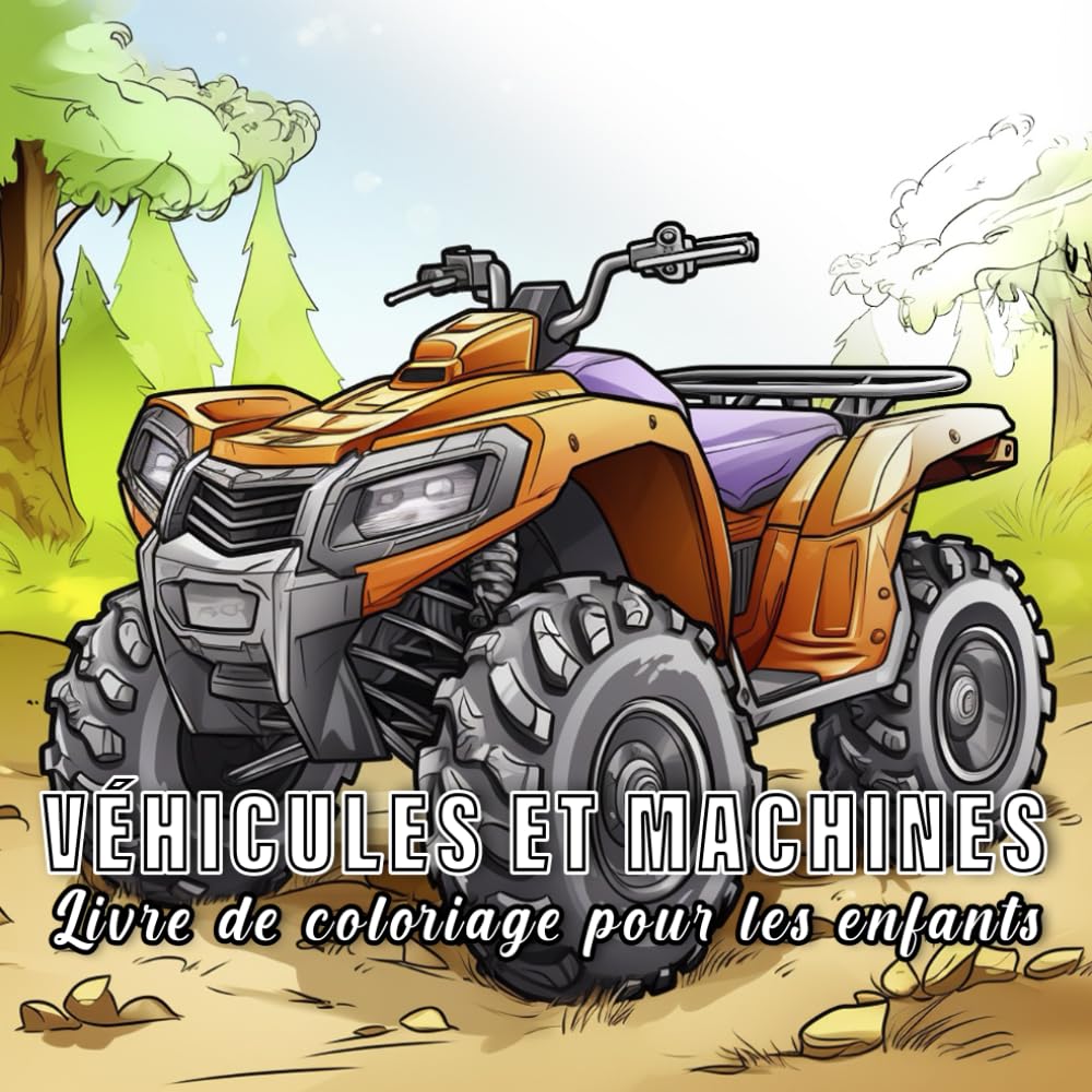 Véhicules et Machines: livre de coloriage pour enfants avec 60 croquis de véhicules et machines. (Petits Mondes)