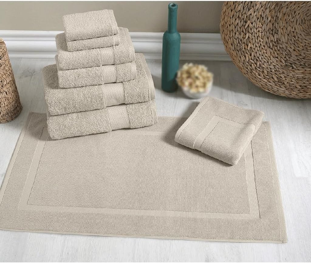 Bathroom Towel Cotton Quick Dry Bath Towel Square Towel Bath Mat Set of 8