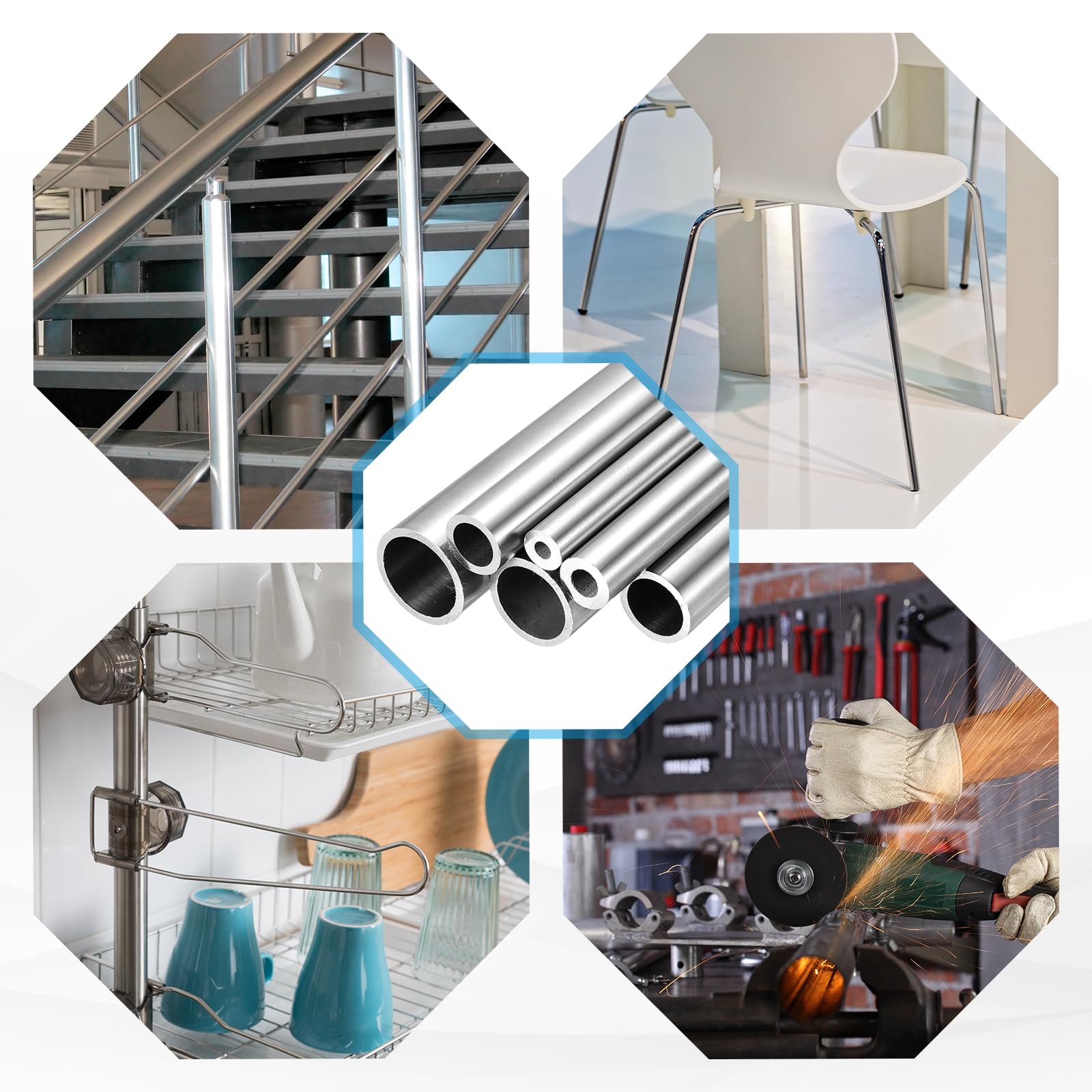 Sourcing Map - Tubo Tondo Acciaio Inox 304 - Ø 9mm X 1mm Spessore X 250mm - 4 Pezzi