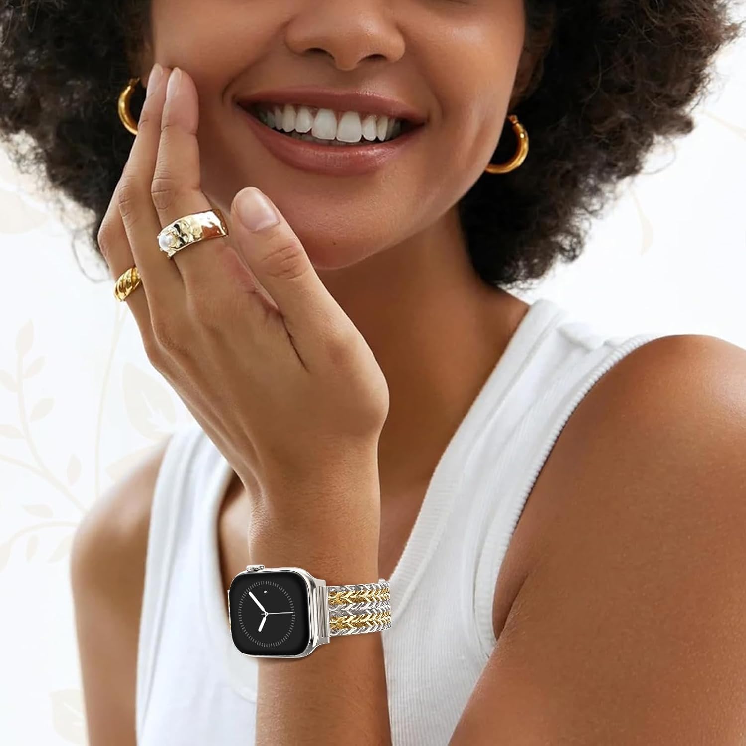 WINGLE for Apple Watch Band Women 38mm 40mm 41mm 42mm 44mm 45mm 46mm 49mm Series 11 10 9 8 7 6 5 4 3 2 1 SE 3/2/1, Dressy Band Stainless Steel Chain Strap Designer Link Bracelet for iWatch Ultra - Image 5