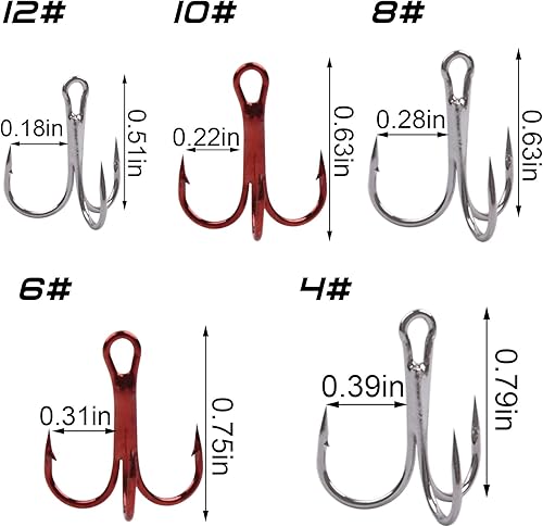 Miniatura 2 de Kit de 150 ganchos agudos de pesca, ganchos de pesca agudos rojos afilados, ganchos redondos para agudos, de acero de alto carbono, con