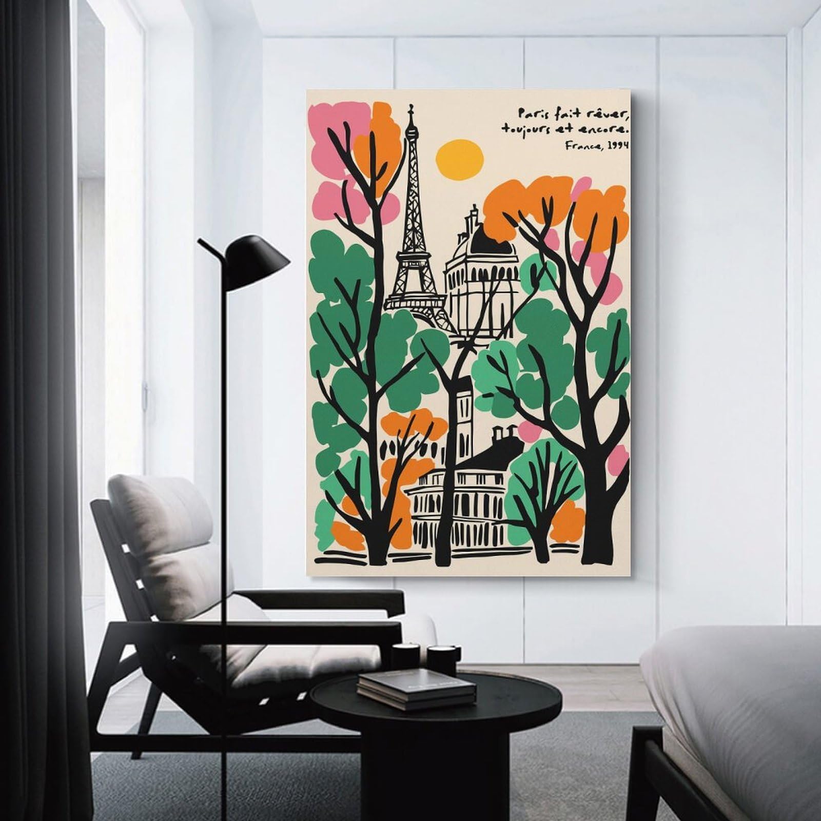 Paris Cityscape with Eiffel Tower Canvas Wall Picture, 24x36inch(60x90cm), for Flats, Guest Rooms Or Compact Rooms, An Easy Choice for New Home Styling