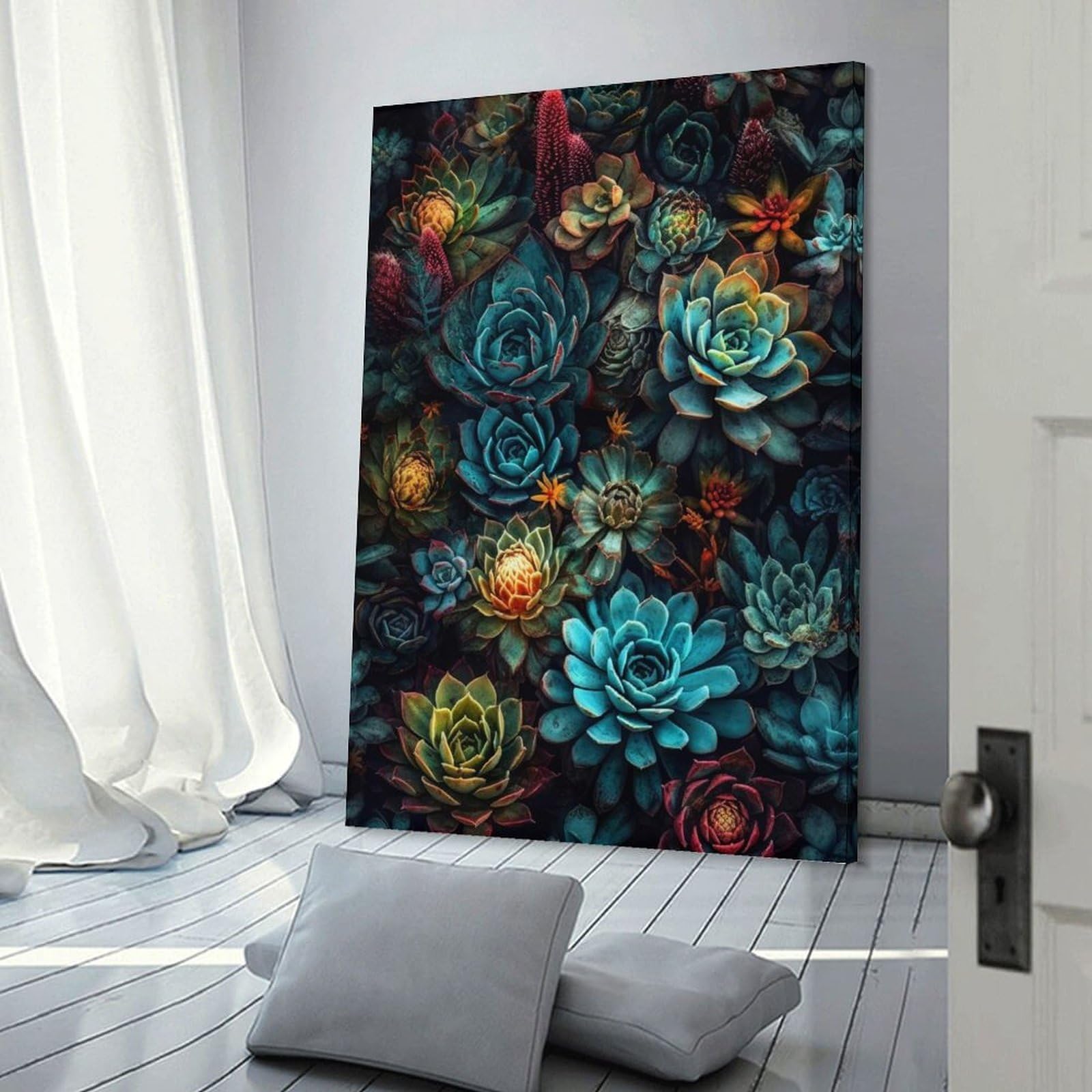 Junmoney Succulent Garden Canvas Wall Picture, 12x18inch(30x45cm), for Sofa Walls, Lounge Or Home Corners, Modern Wall Decor for Cosy Interiors