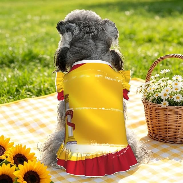 Foto 4 de 6 de Vestido para perros con la bandera de España, ropa para perros, camiseta para cachorrita