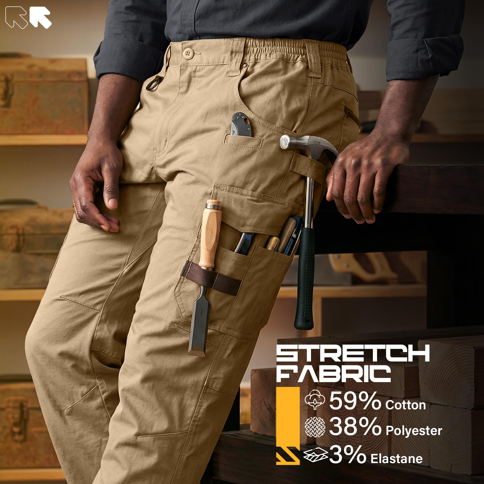 Pantaloni tattici da trekking da uomo, resistenti all'acqua, ripstop, pantaloni cargo con 11 tasche, pantaloni flessibili elasticizzati, leggeri, da lavoro, combattimento, attività all'aperto