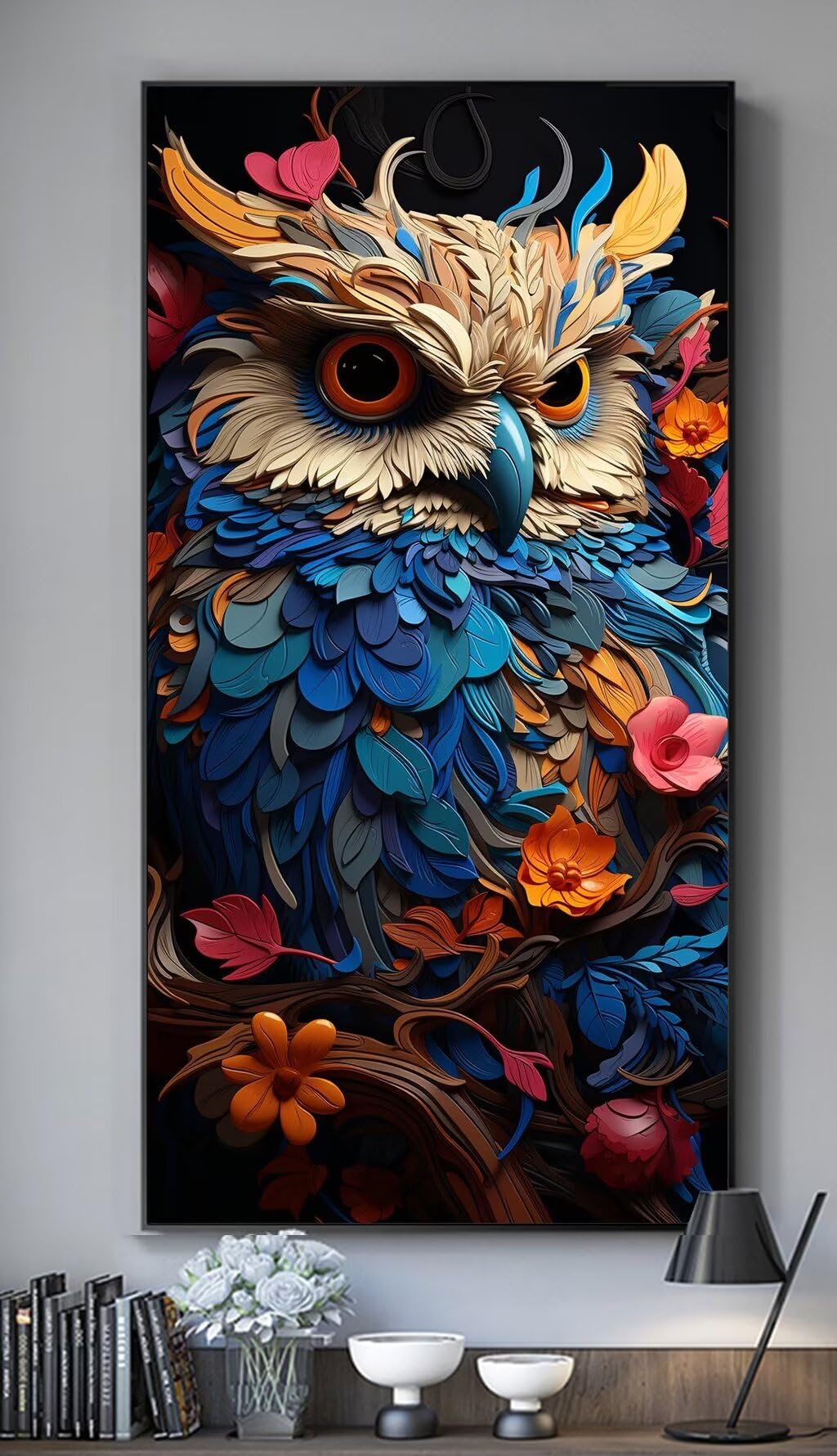 Kit complet 5D mosaïque hibou strass brillants pour mur 80x40