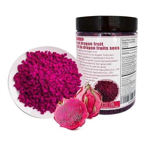 Miniatura 2 de Bocadillo liofilizado de fruta del dragón en cubitos - 4.23 onzas, grano pitaya liofilizado (fruta del dragón), fruta del dragón liofilizada