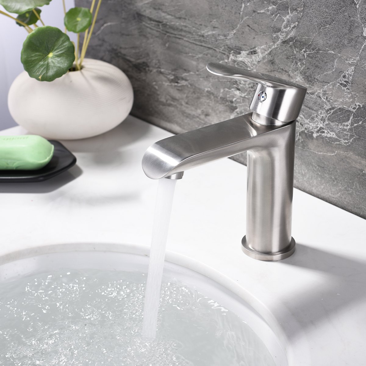 CIENCIA SUS304 calda e fredda G1 / 2"hoseTaps ingresso di compressione in acciaio inox per lavandino del bagno SNA621