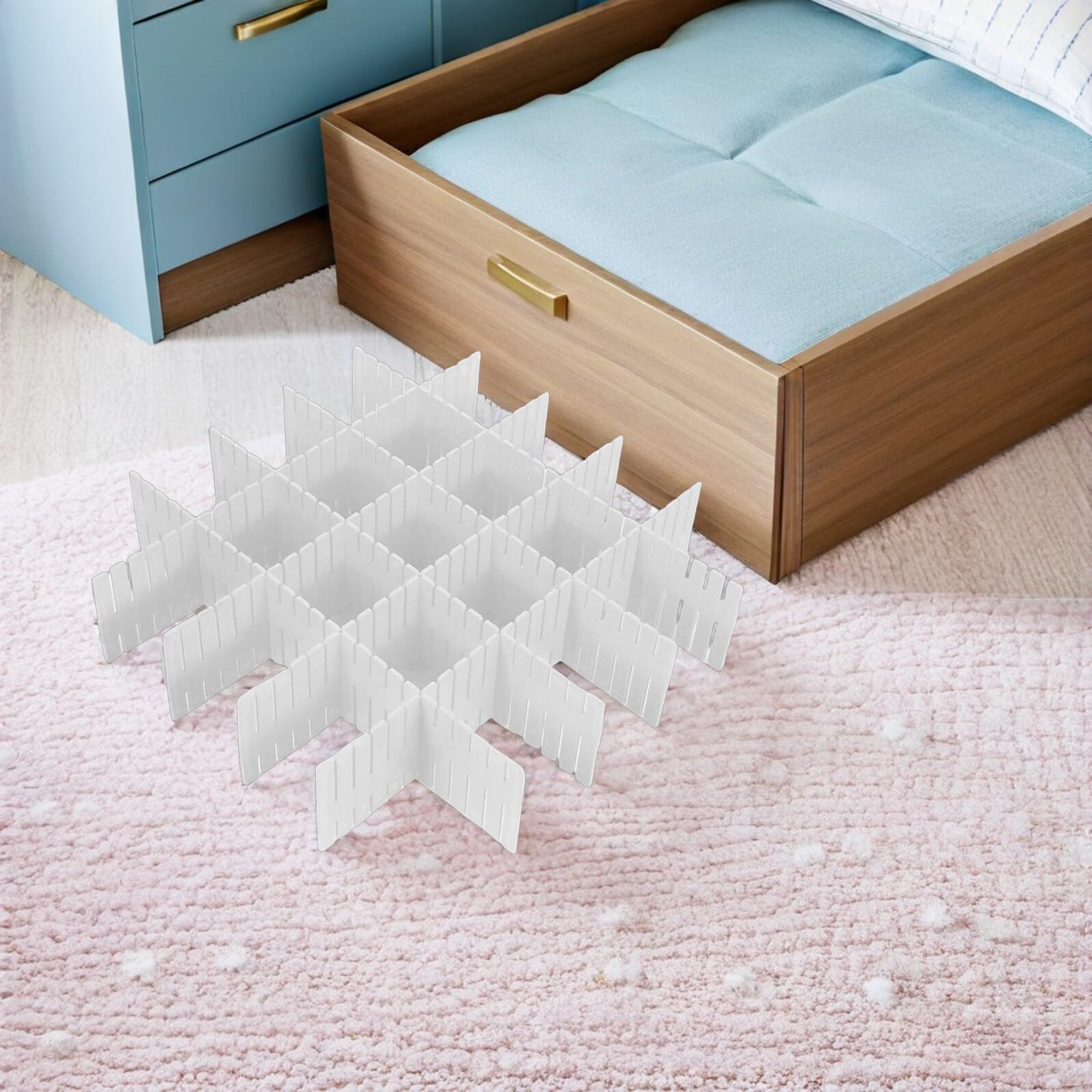 16 Stück Verstellbare Schubladenteiler DIY Kunststoff Organizer Weiß Flexibel für Socken Unterwäsche Kosmetik Schrank Küche Zubehör