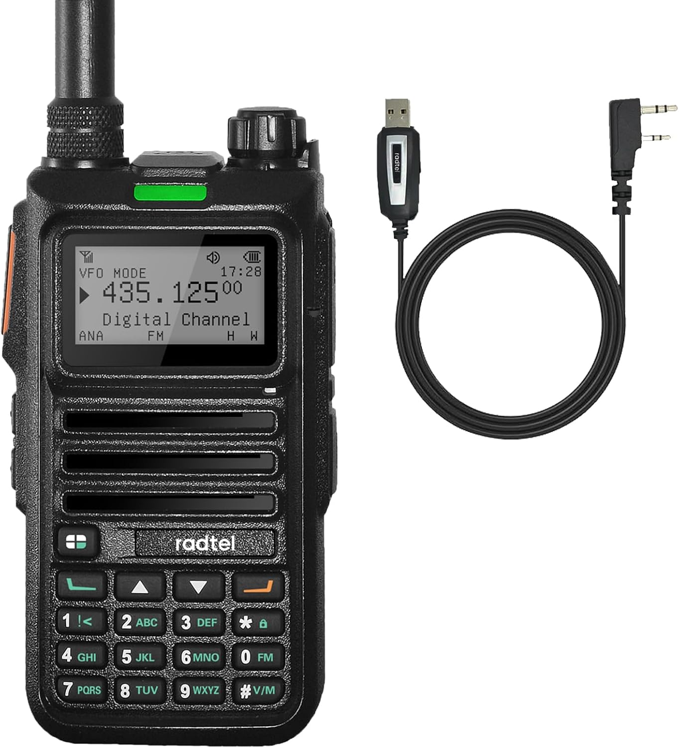 Radtel RT-4D DMR Radio 1024 Channels Walkie Talkie, Dual Band Dual Mode Analog/Digital Two Way Radio, Dual Time Slot Tier 1+2, Ham Radio UHF VHF Spectrum with Programming Cable