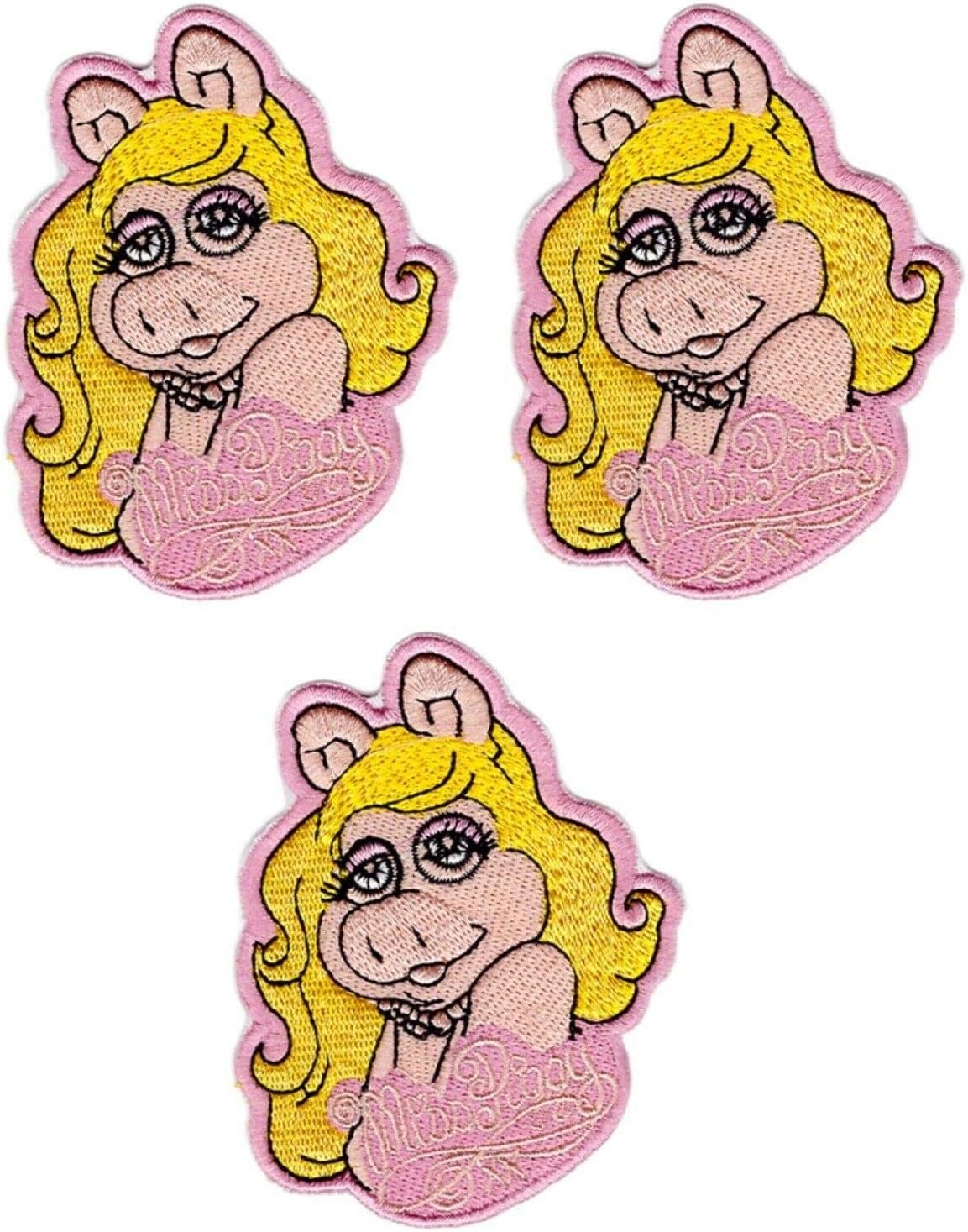 Miss Piggy 3 1/4 Tall Embroidered Patch Set of 3