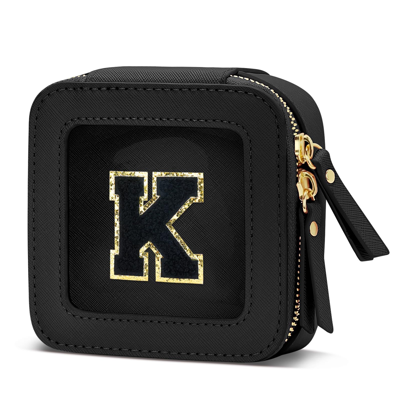 CLOUDWINGS Initial Travel Toiletry Bag - Cosmetic Bags for Girls with Zipper, Clear & Potable Girls Makeup Bag for Travel, Small Cosmetic Pouch