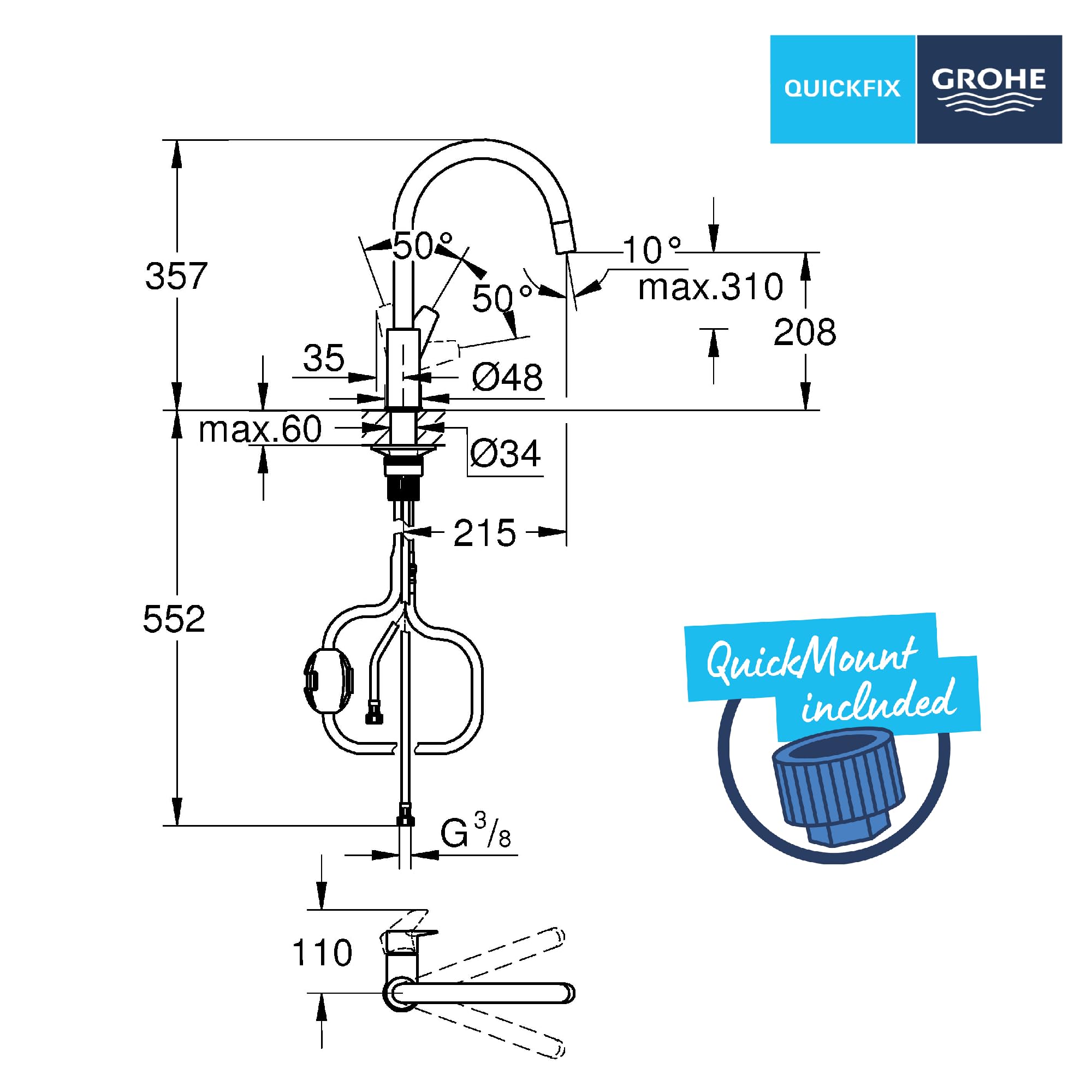 Grohe Start Curve OHM Sink C-sp pull-out mou