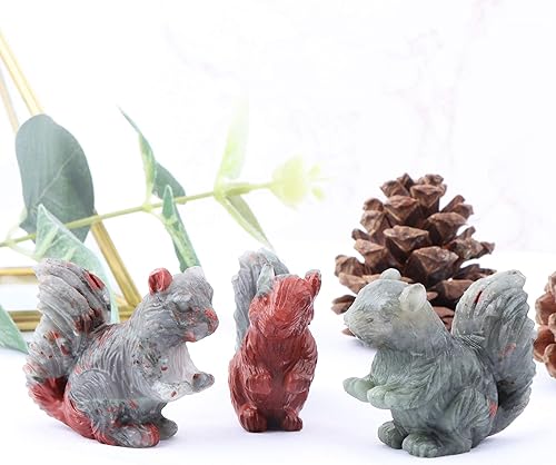 Miniatura 5 de SMQ Ardilla África de piedra de sangre de 2 pulgadas, cristal autocurativo tallado a mano de África sangre animal gema ídolo reiki colección de