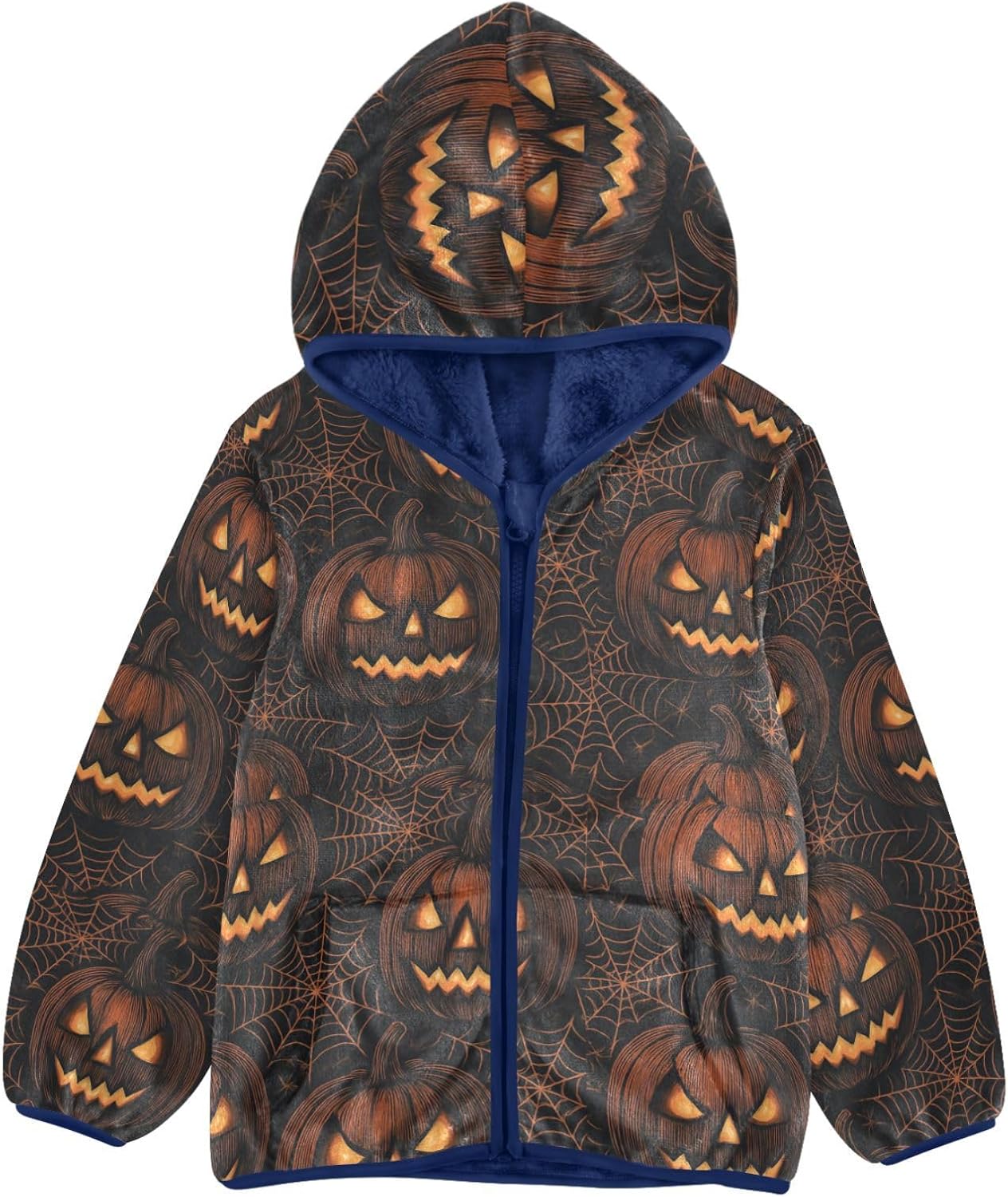 Pumpkins and Webs Fleece Jacket Toddler Boy Children Plush Outerwear Baby Boys Clothes 3T