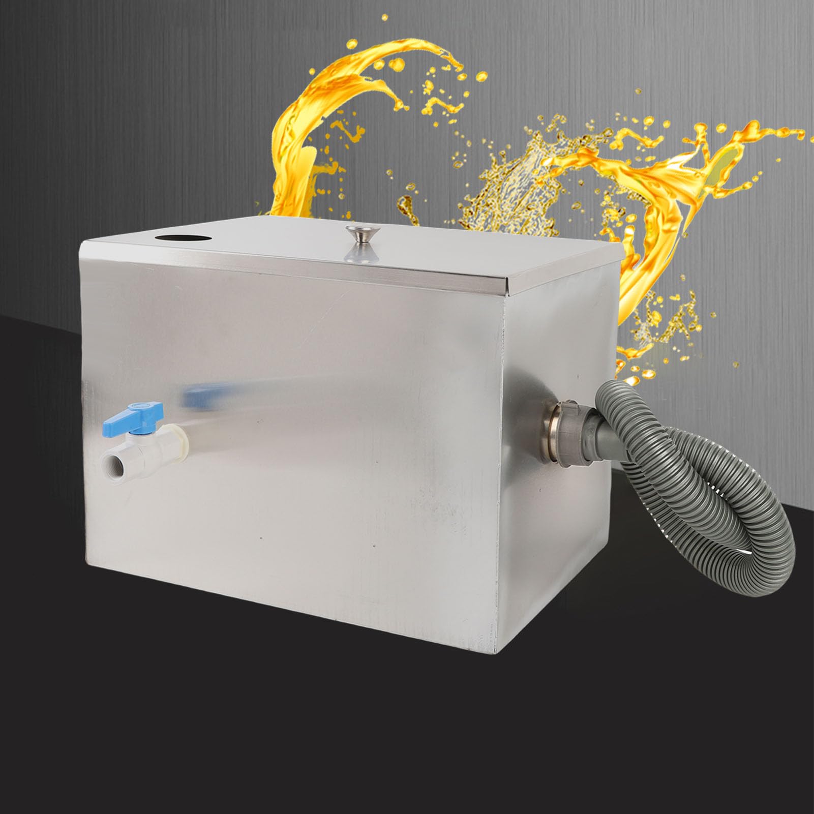 Commercial Grease Trap, Under Sink Stainless Steel Waste Water Oil Water Separator with Top Inlet 4 GPM 40X30cm Single Hole Grease Interceptor Trap for Restaurant Canteen Factory