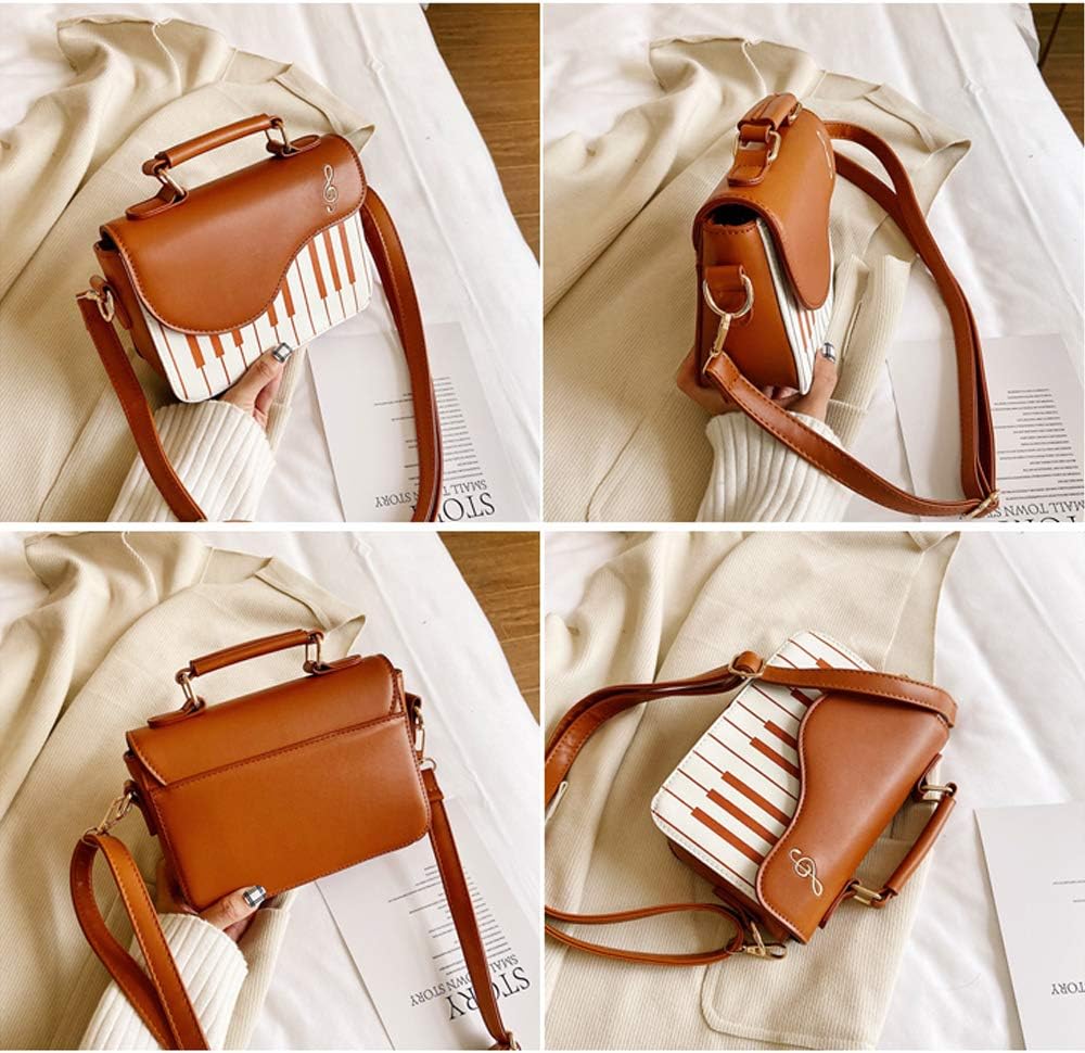 ZiMing Piano Shape Crossbody Bags for Women Stylish Satchel Handbags with Top Handle PU Leather Flap Purses Lady Shoulder Bag