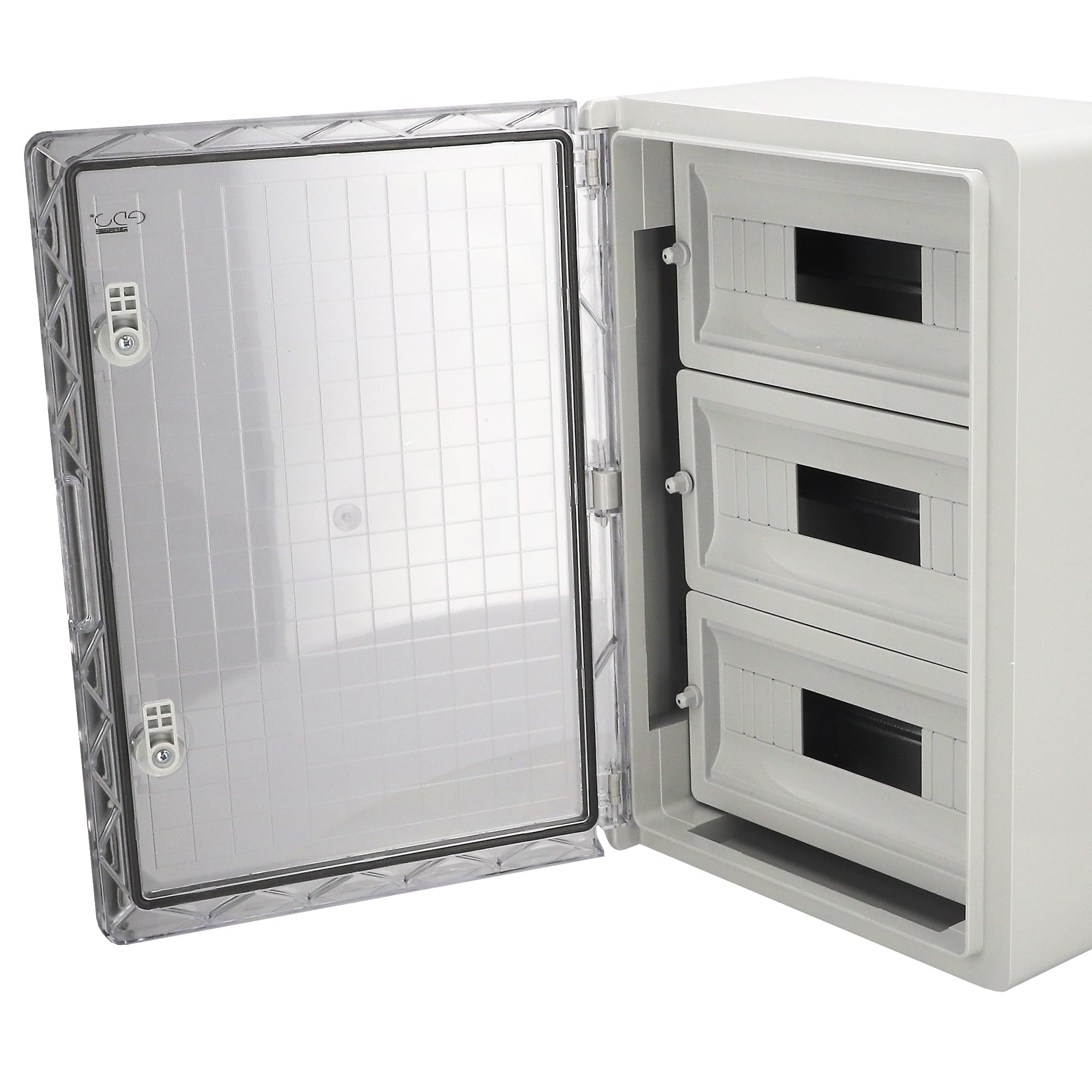 EDO Quadro Elettrico da Parete 350x500x190mm IP65 Con guida DIN TH 14x3 | Scatola di Distribuzione in ABS con Sportello Trasparente e Piastra Zincata-Armadietto per Impianti Elettrici Interno/Esterno